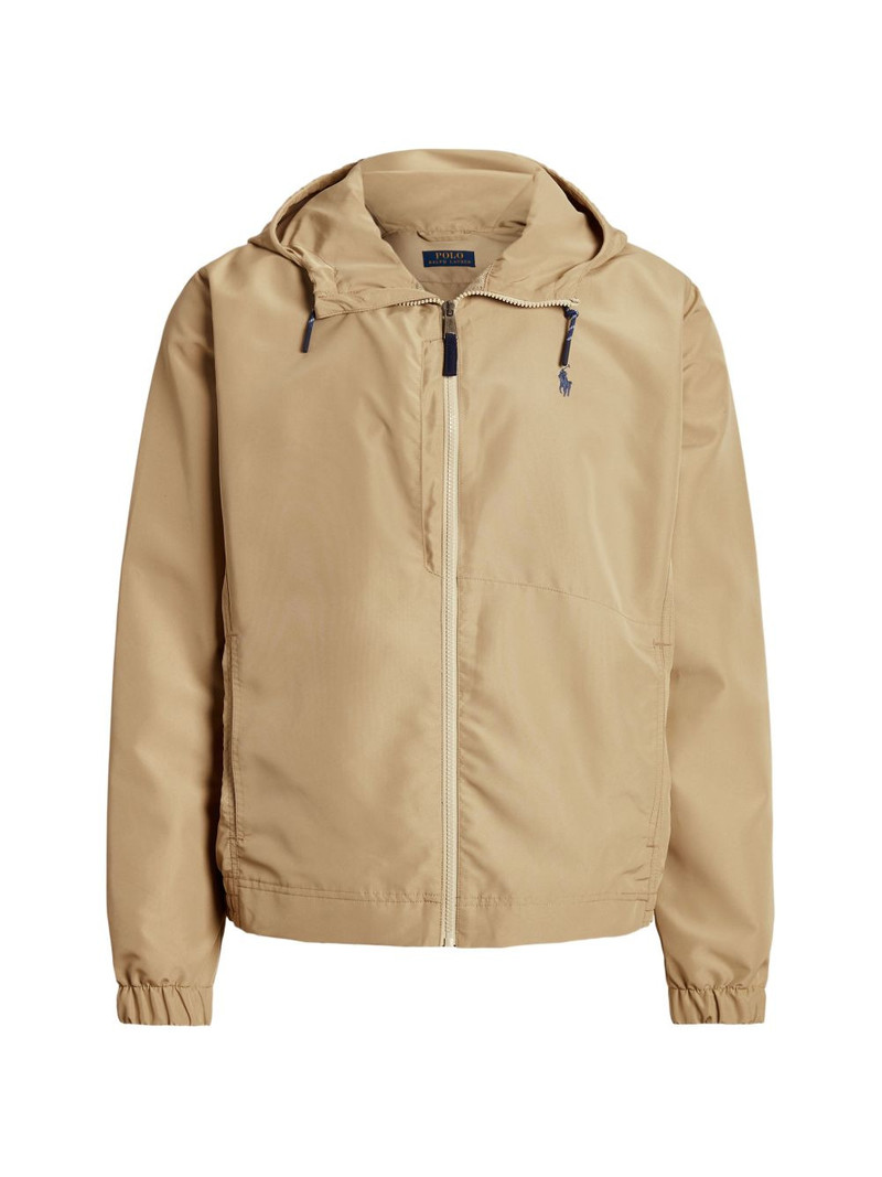 hooded logo-embroidered jacket 1