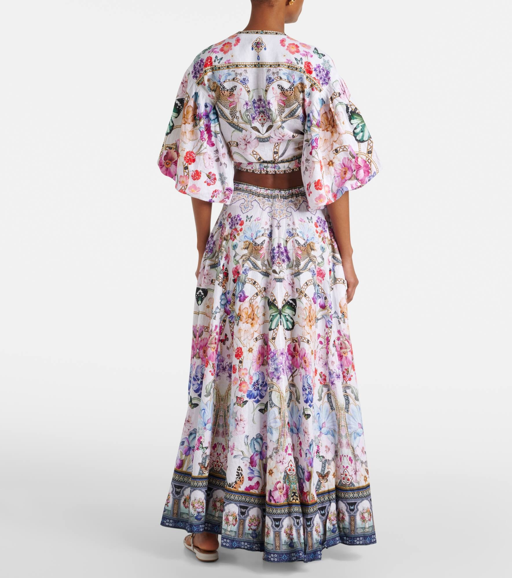 Crystal-embellished linen maxi skirt - 3