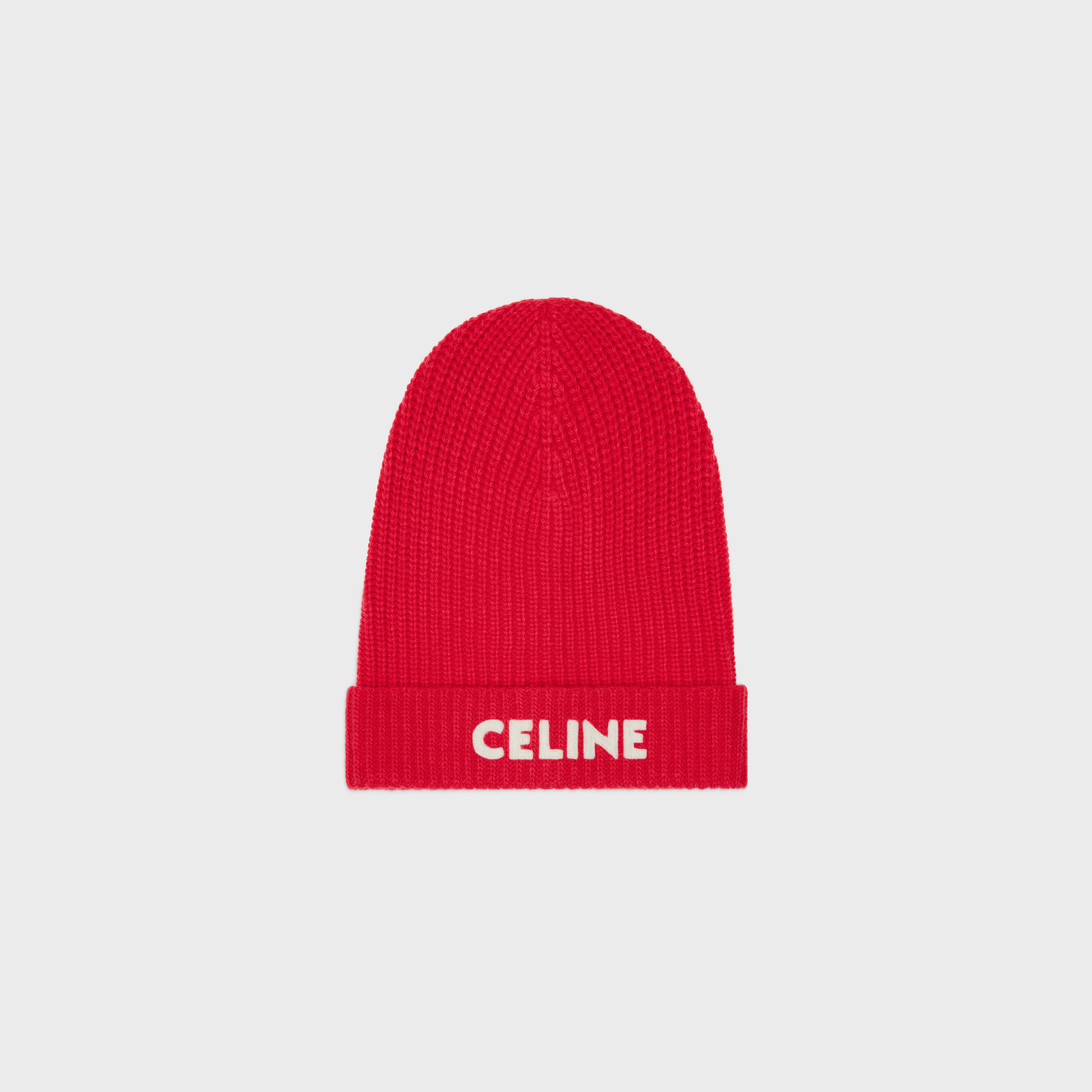 CELINE EMBROIDERED BEANIE IN RIBBED FELTED WOOL - 1