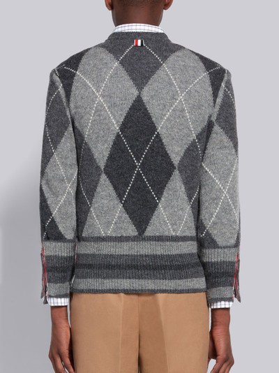 Thom Browne Tonal Grey Shetland Wool Argyle V-neck Pullover outlook