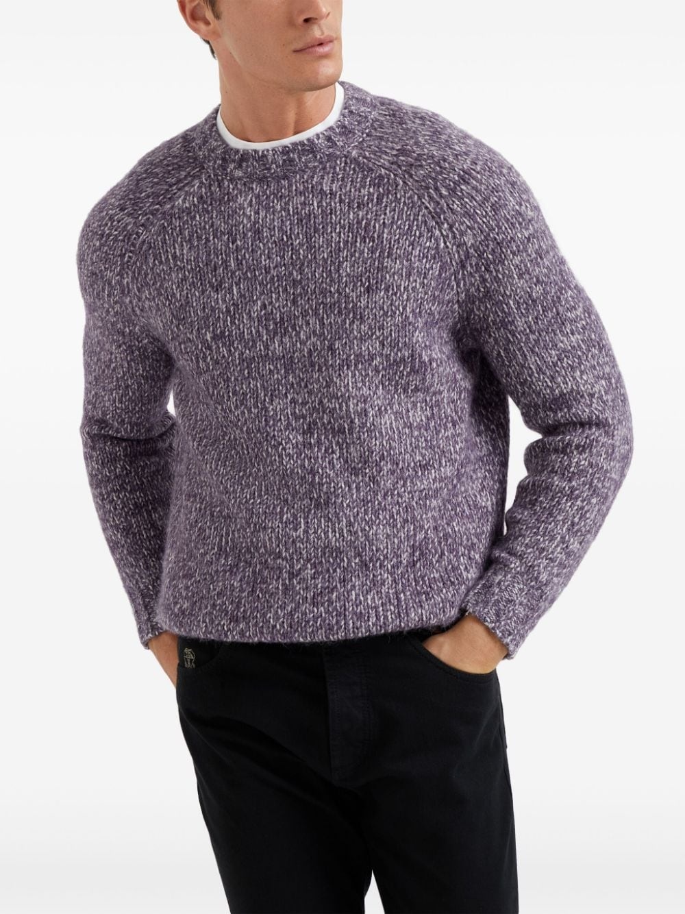 mélange-effect crew-neck jumper - 3