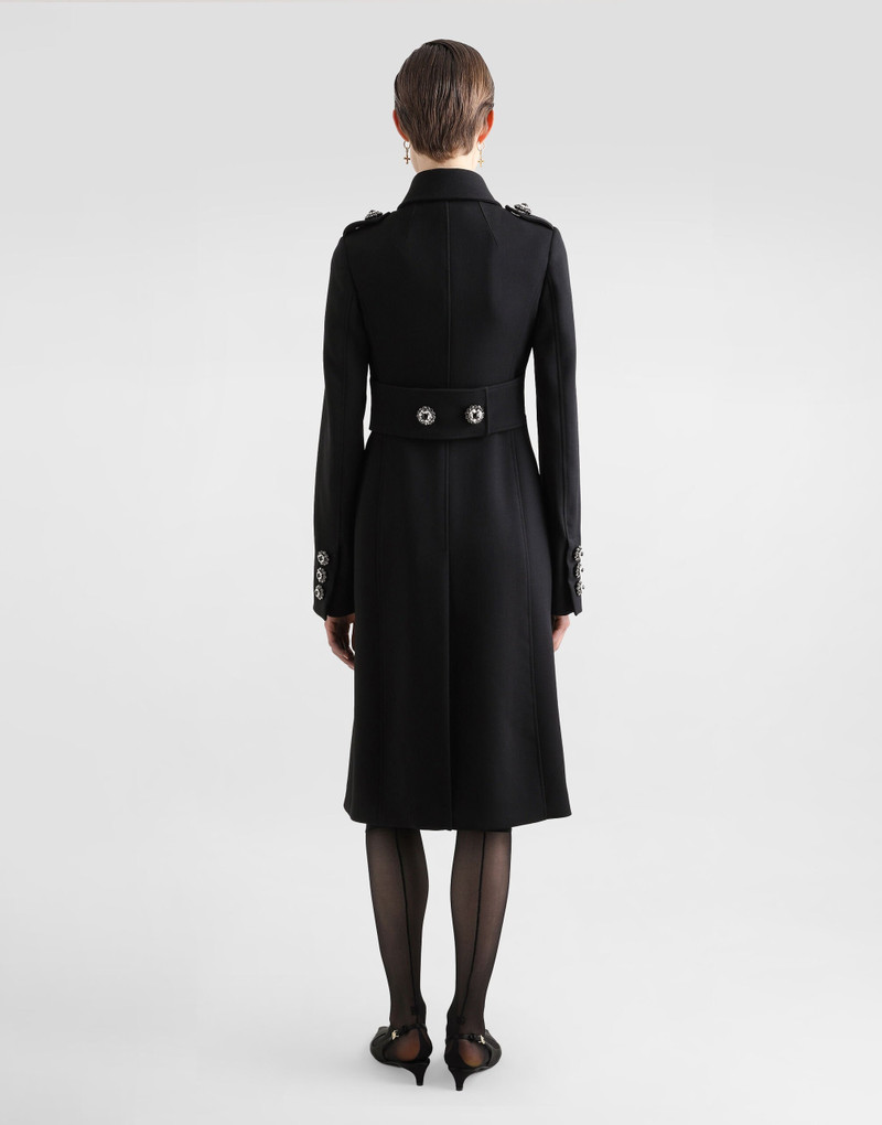 Double-breasted wool coat with bejeweled buttons 3