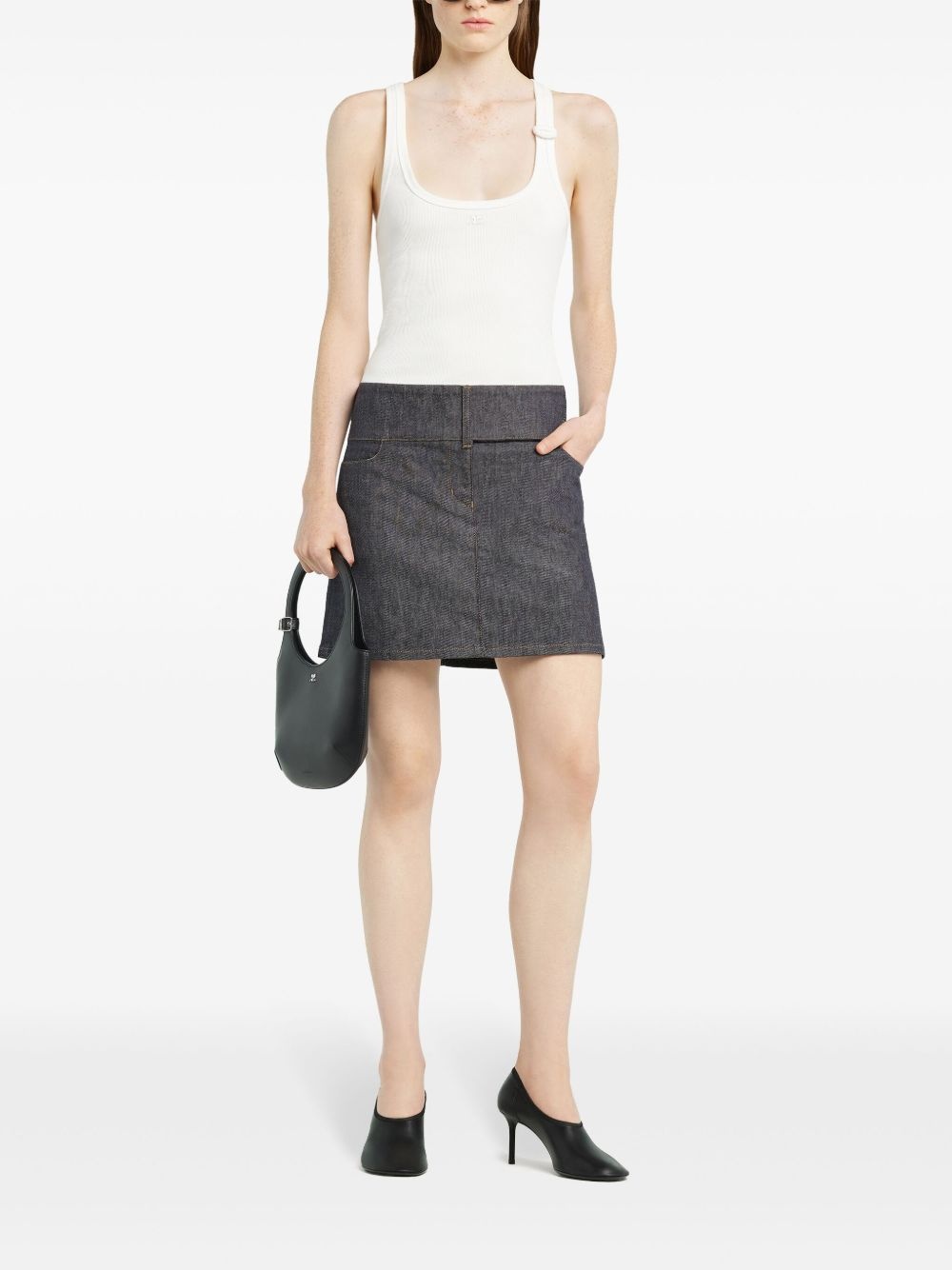 belted denim mini skirt - 2