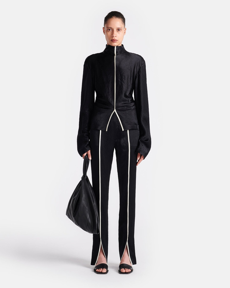 Crinkled-Satin Turtleneck Top 4