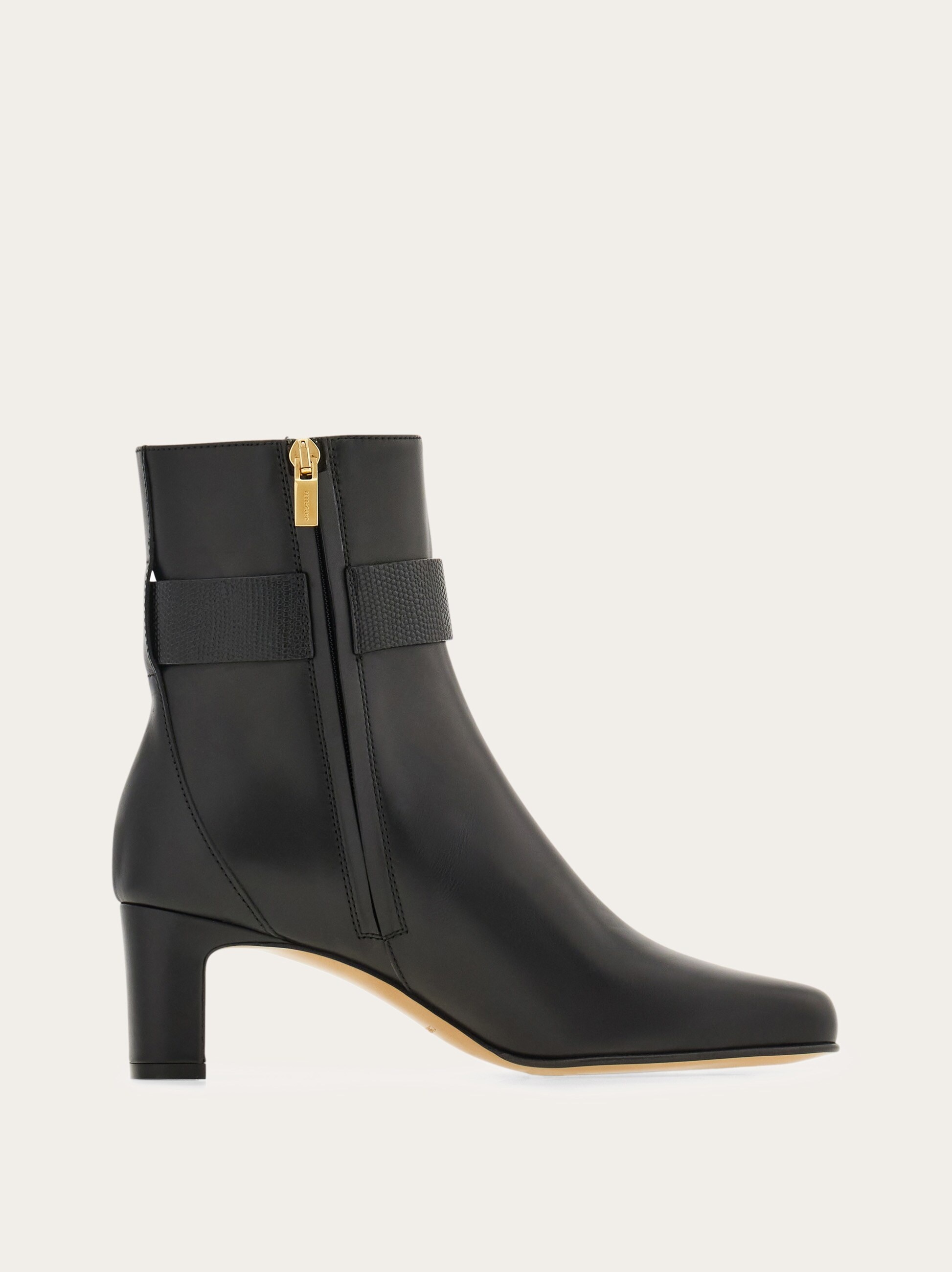 Gancini ornament mid heel ankle boot - 6