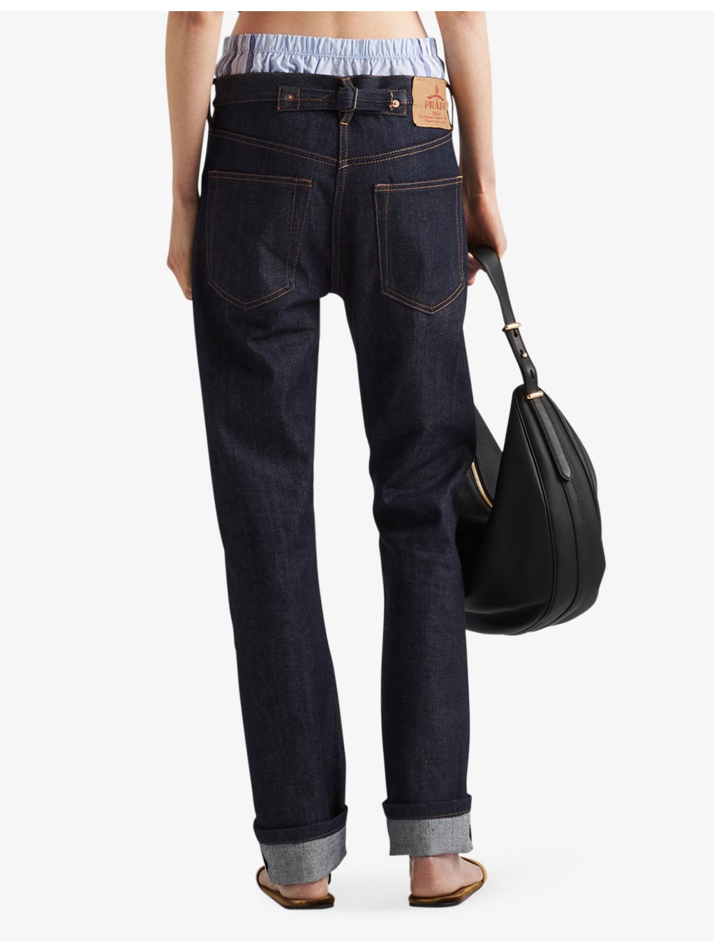 Logo-plaque contrast-stitch straight-leg jeans - 4