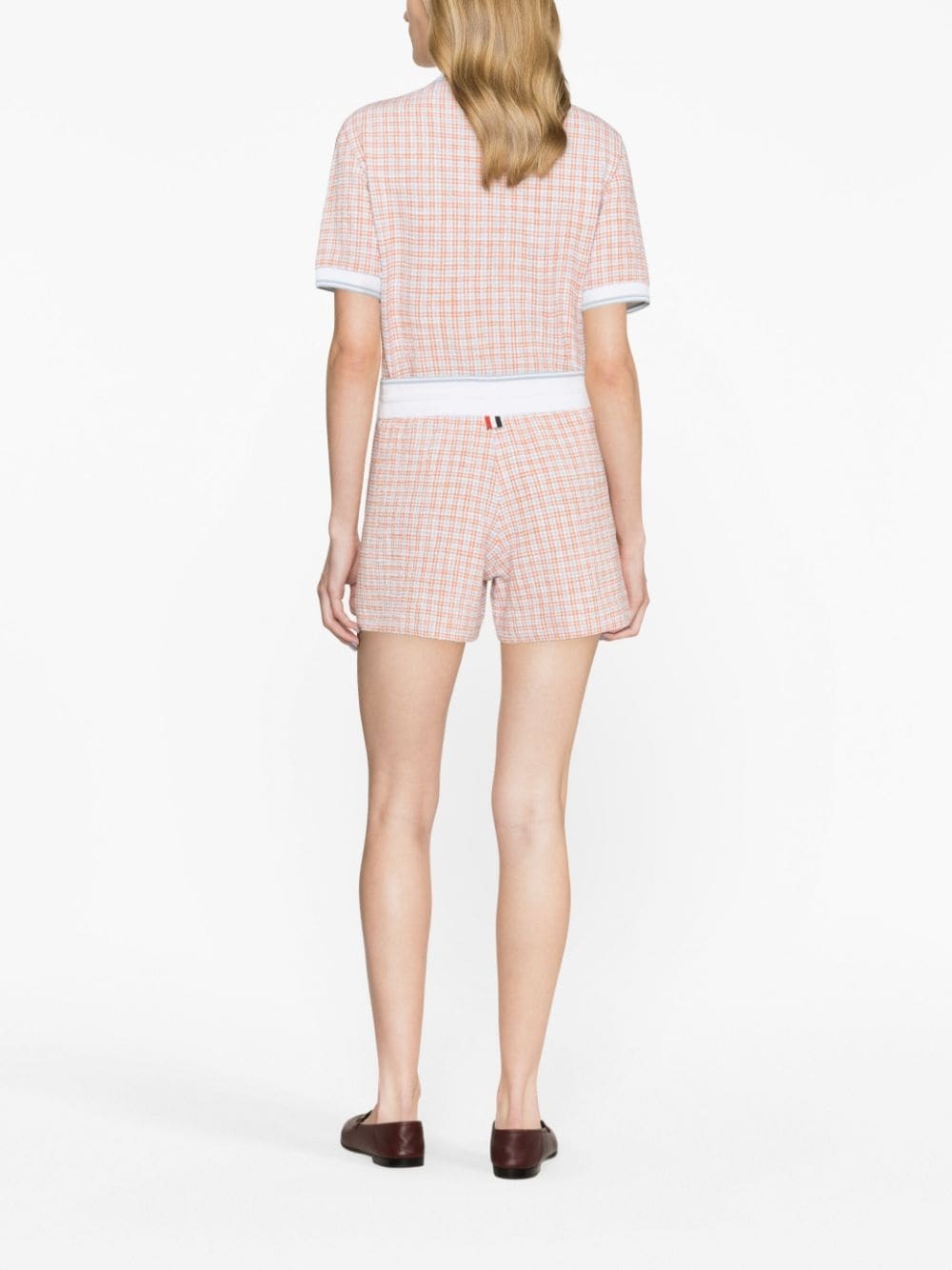 checked tweed track shorts - 3