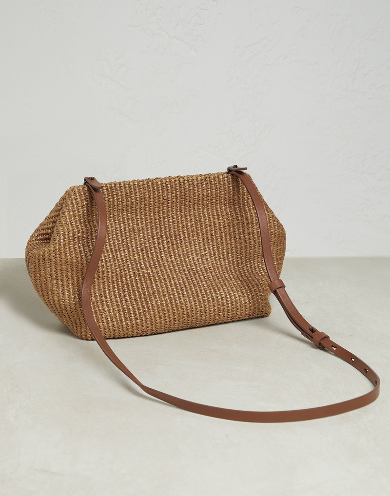 Techno raffia shoulder bag with monili 2