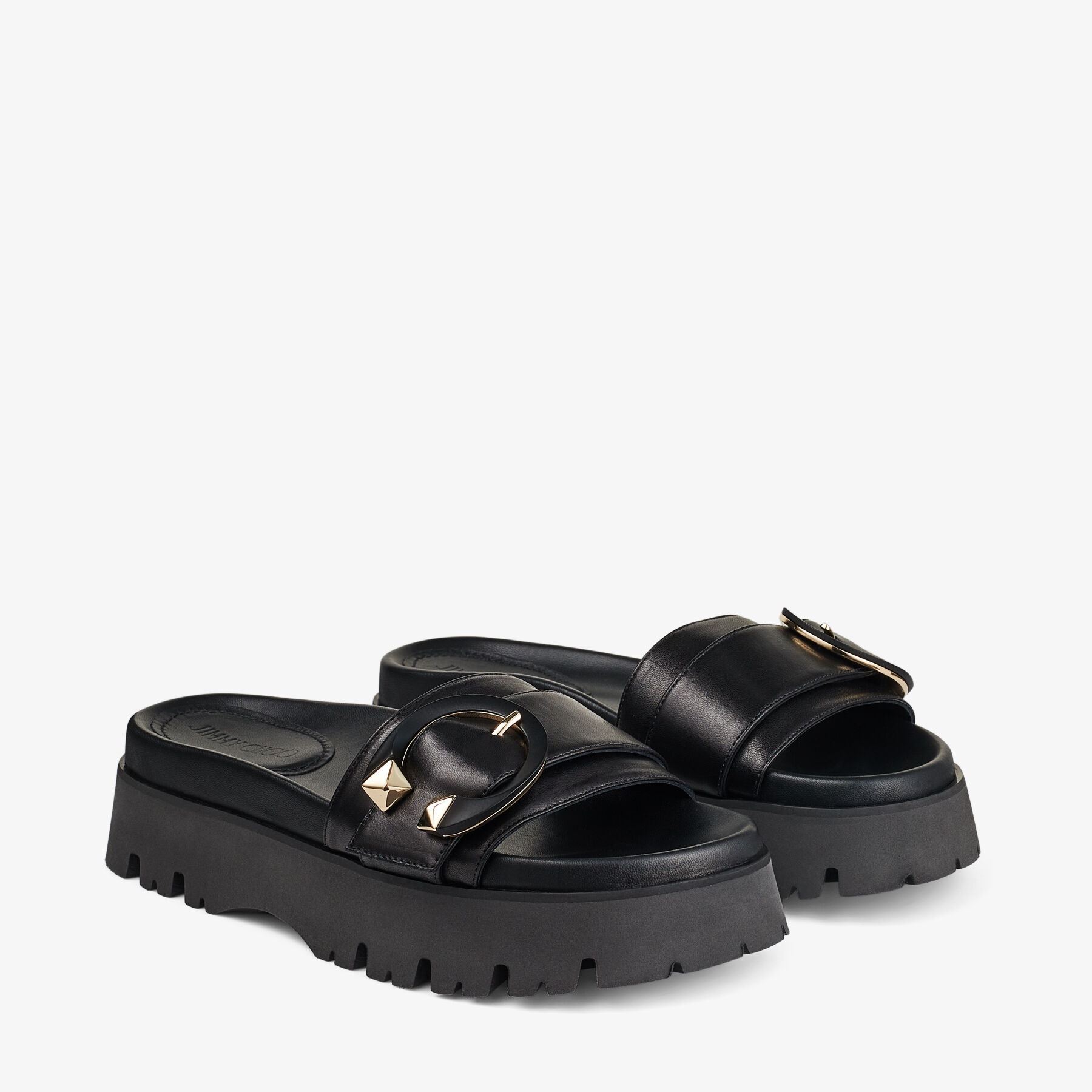 Maiti Flat
Black Nappa Leather Flat Sandals with C-Buckle - 3