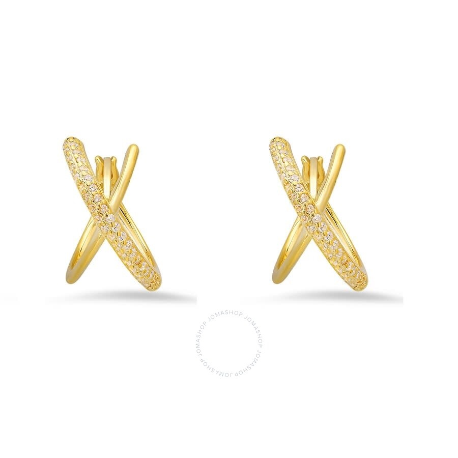 Kylie Harper - Kylie Harper 14k Gold Over Silver CZ Hummingbird Stud Earrings - 1