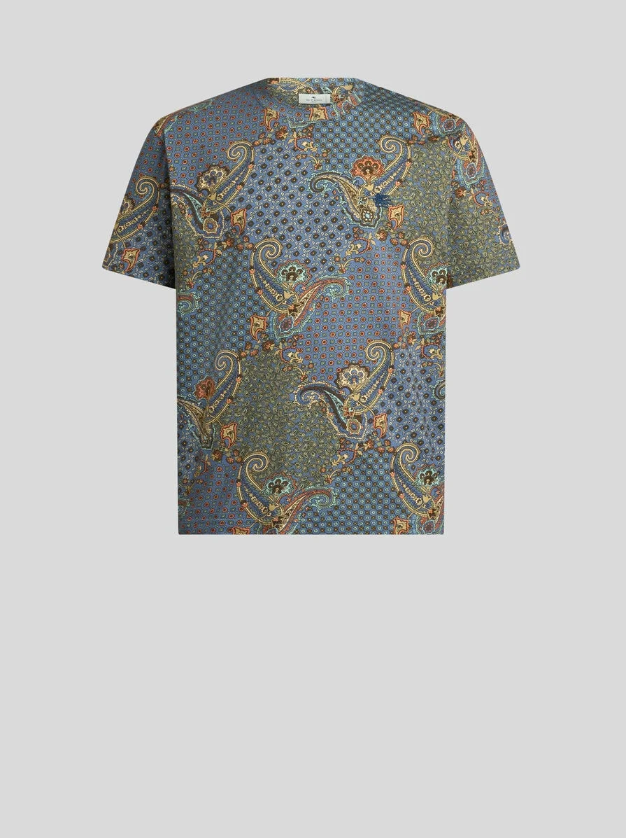 COTTON JERSEY T-SHIRT WITH PAISLEY AND TIE MOTIF - 1