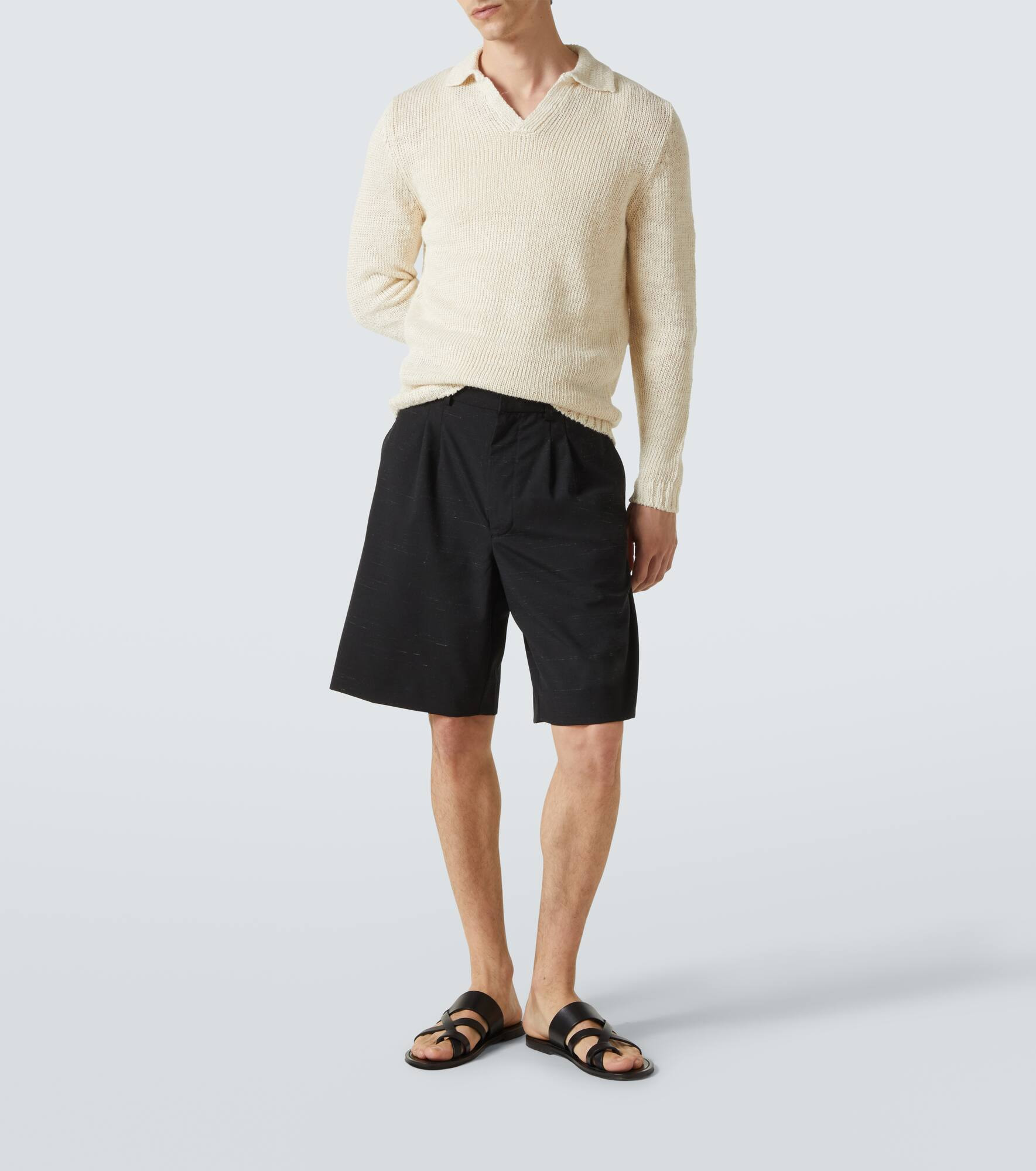 Linen-blend polo sweater - 2
