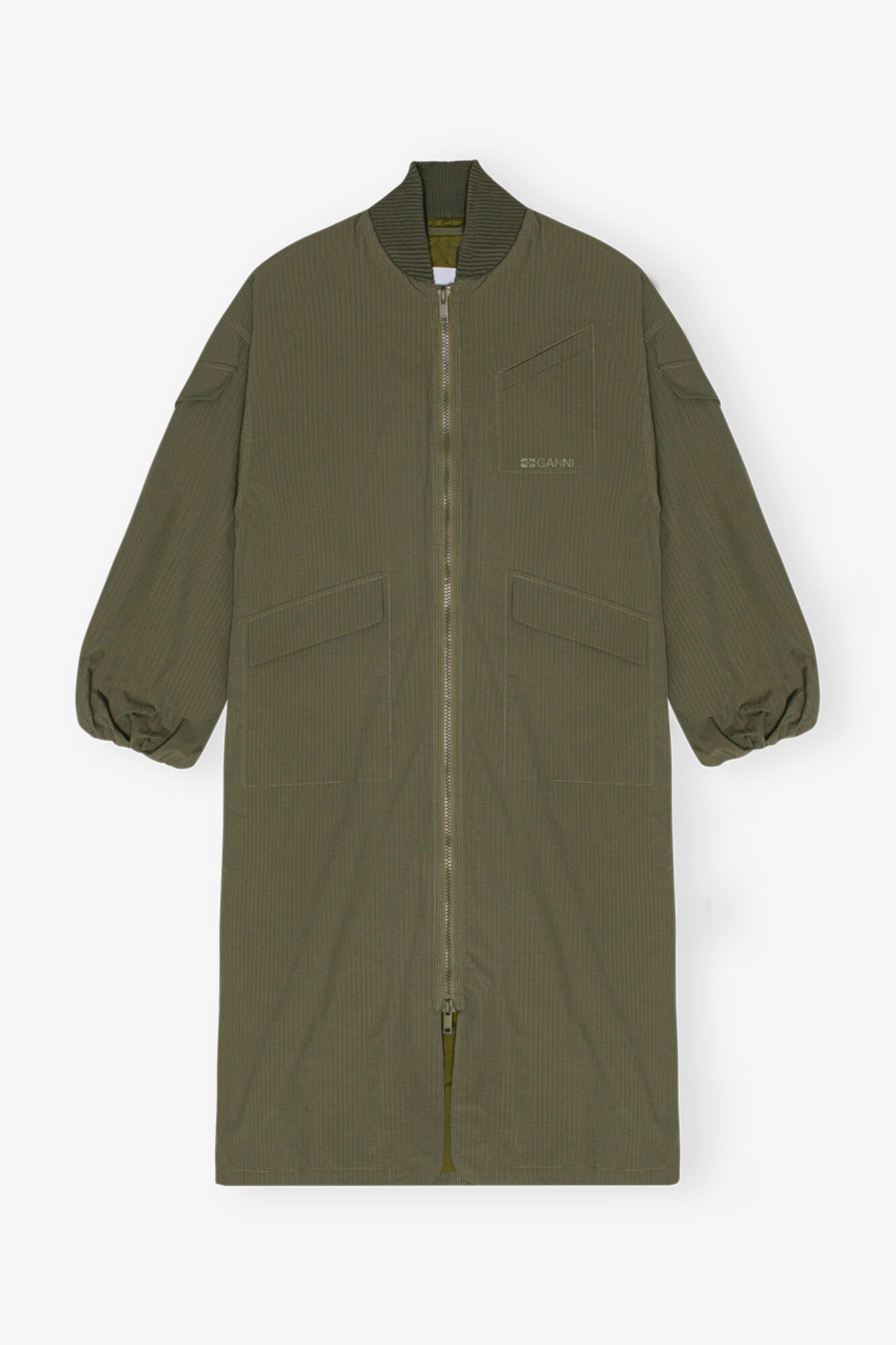 GREEN TECH SEERSUCKER OVERSIZED SHELL COAT - 1