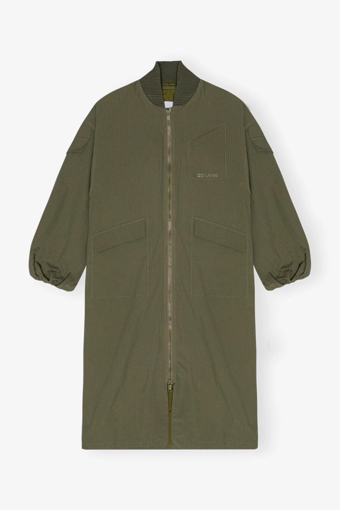 GREEN TECH SEERSUCKER OVERSIZED SHELL COAT - 1