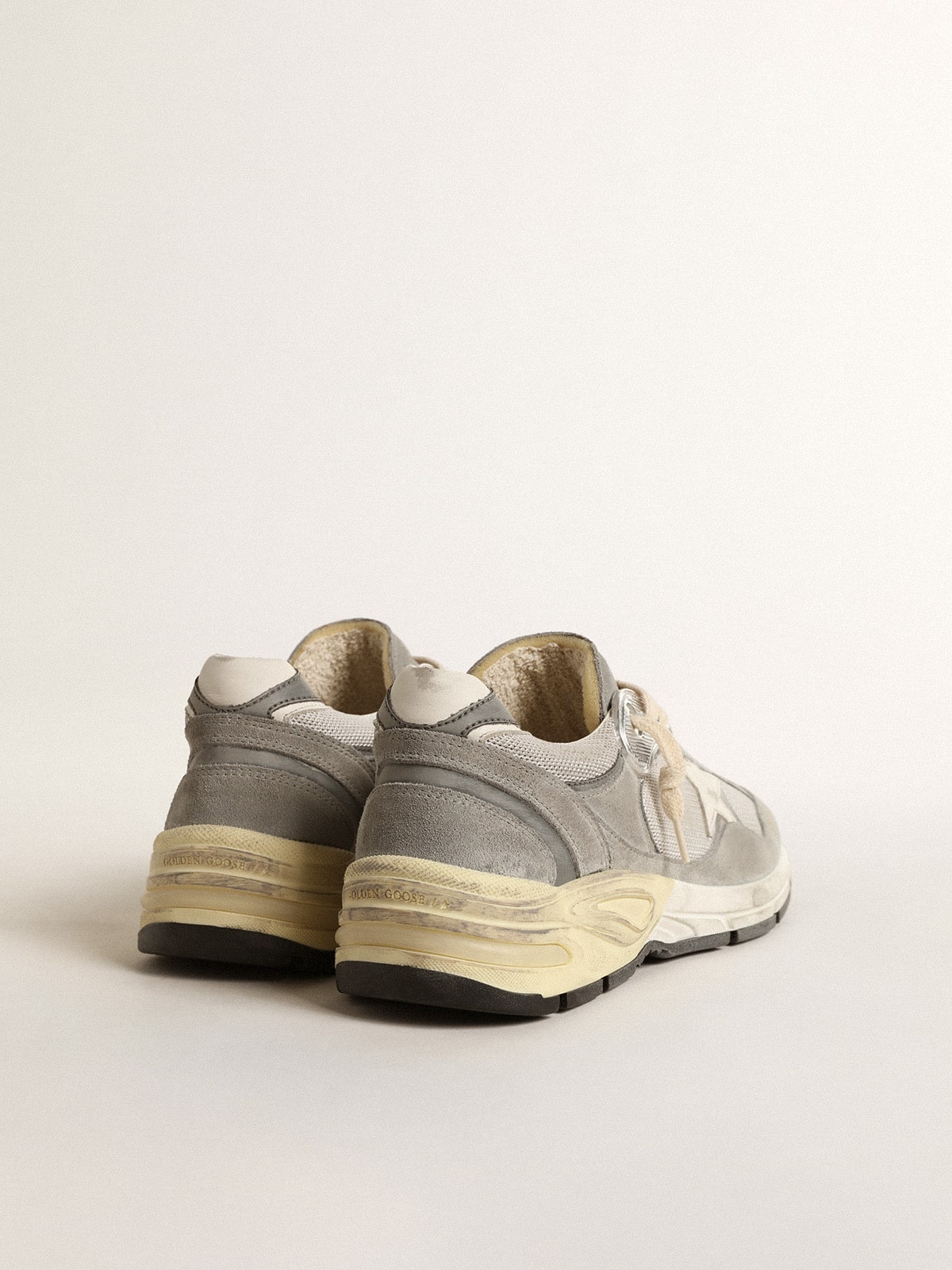 Dad-Star in suede and silver mesh with white leather star and heel tab - 4