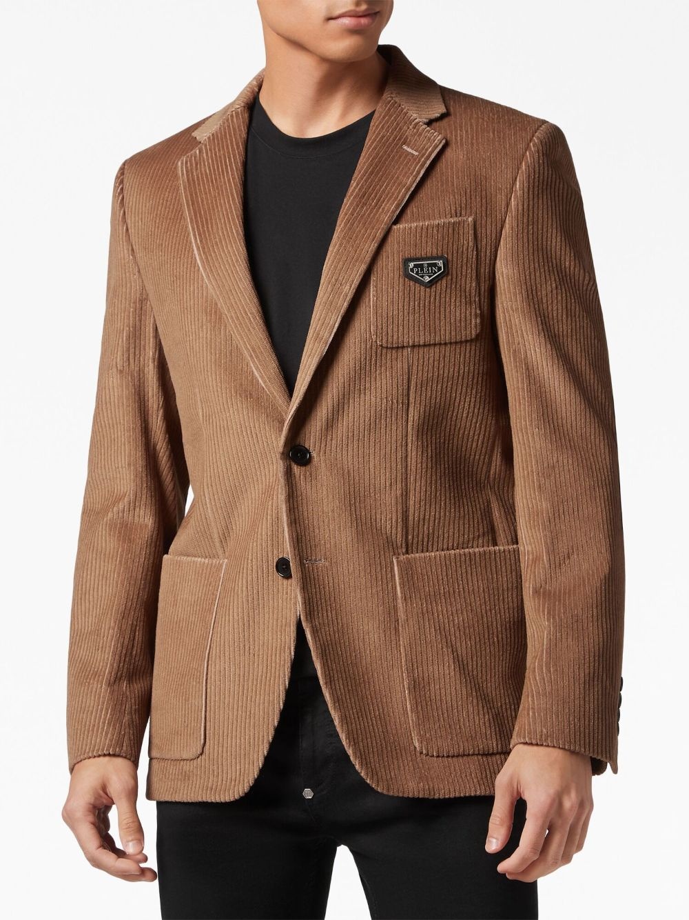 single-breasted corduroy blazer - 3