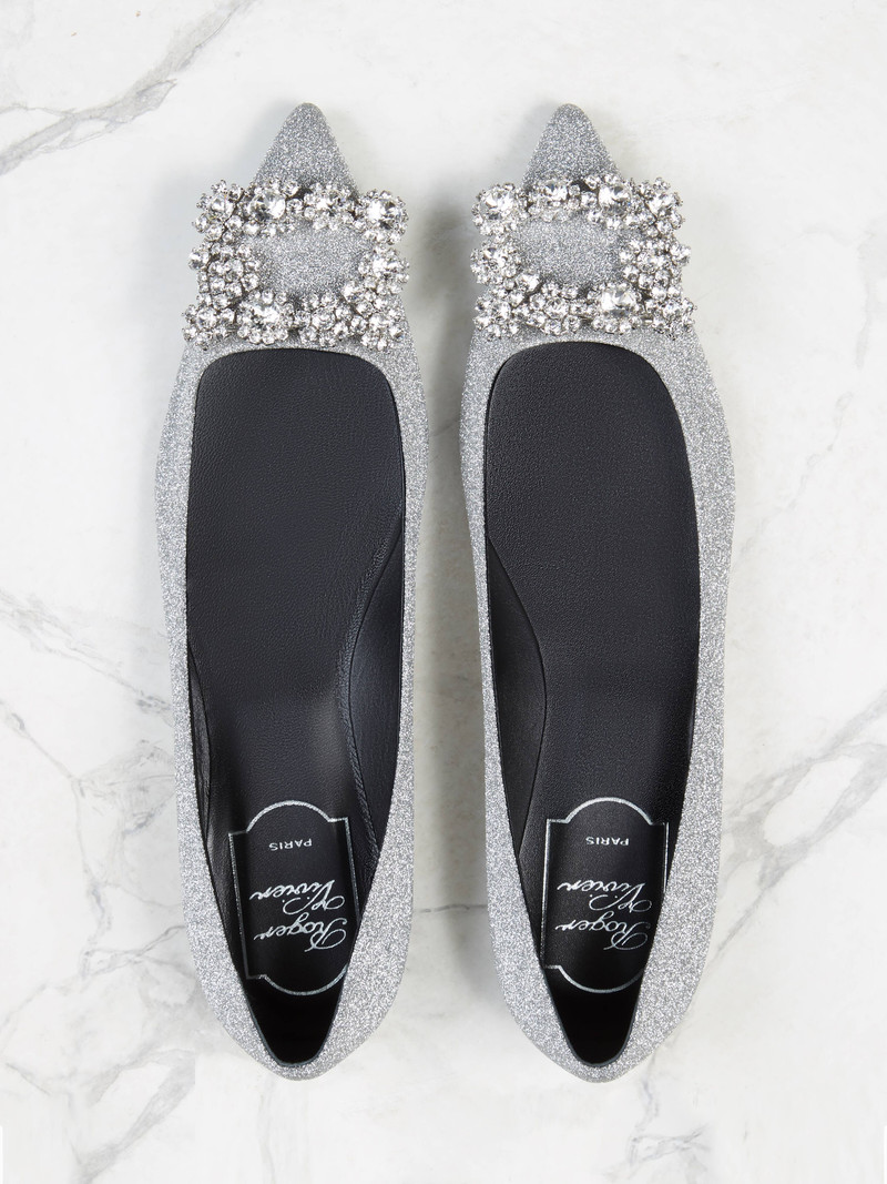 Flower Strass Buckle Ballerinas in Fabric 4