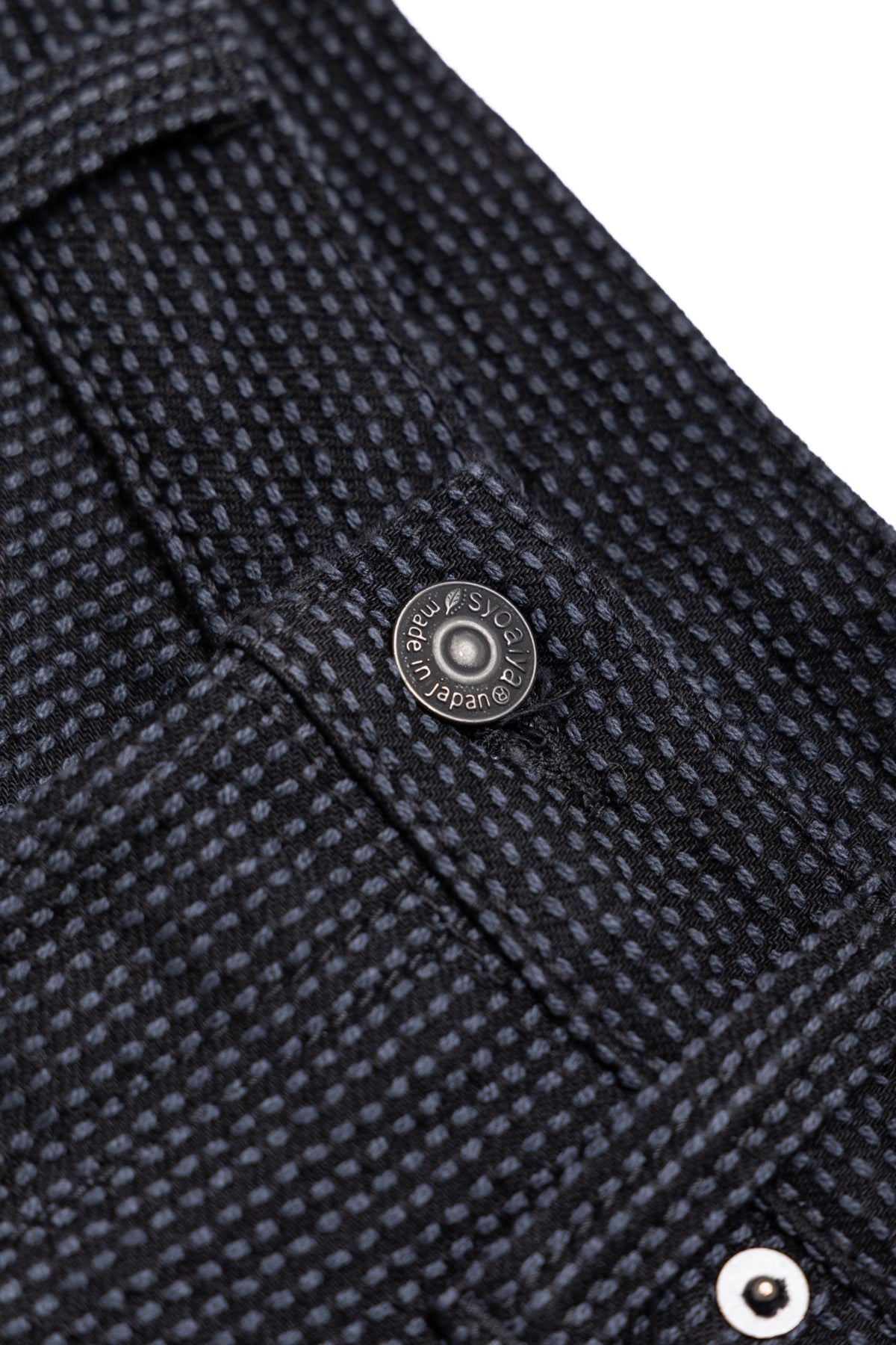 1170-1-BK Sashiko 5P Pants Loose Fit - Grey x Black - 10