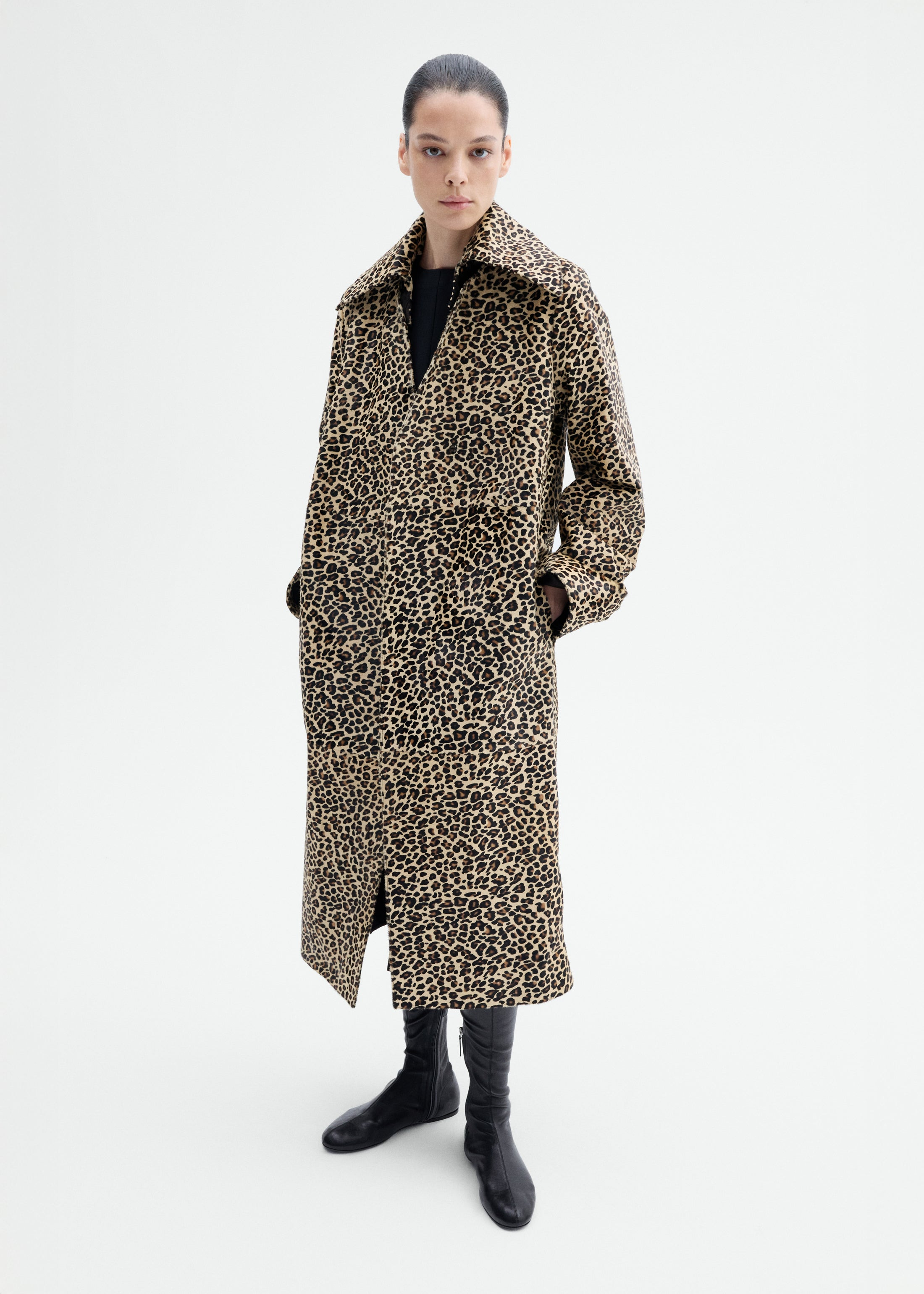 Leather Leopard Coat in Calf Hair - 6