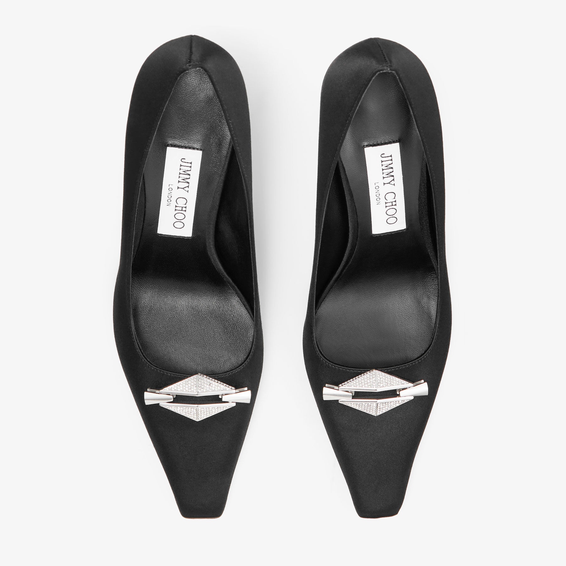 JIMMY CHOO Ryker 70 Black Satin Pumps | REVERSIBLE
