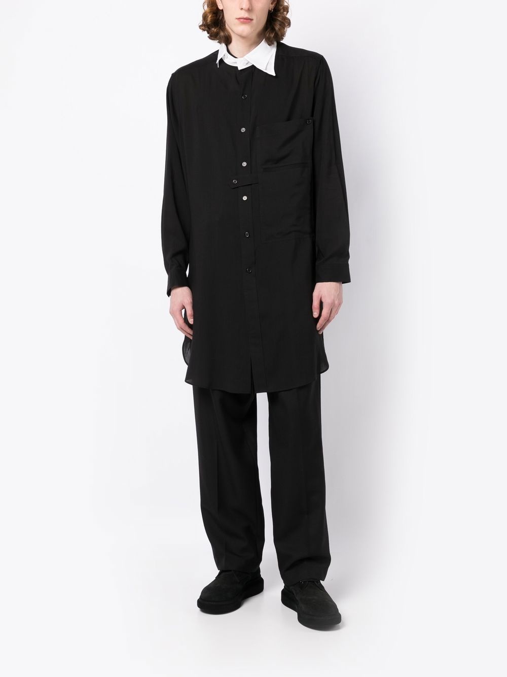 tab-collar long shirt - 2