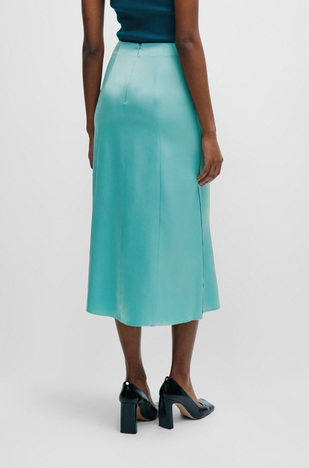 HIGH-WAISTED A-LINE SKIRT WITH GATHERED DETAILS - 4