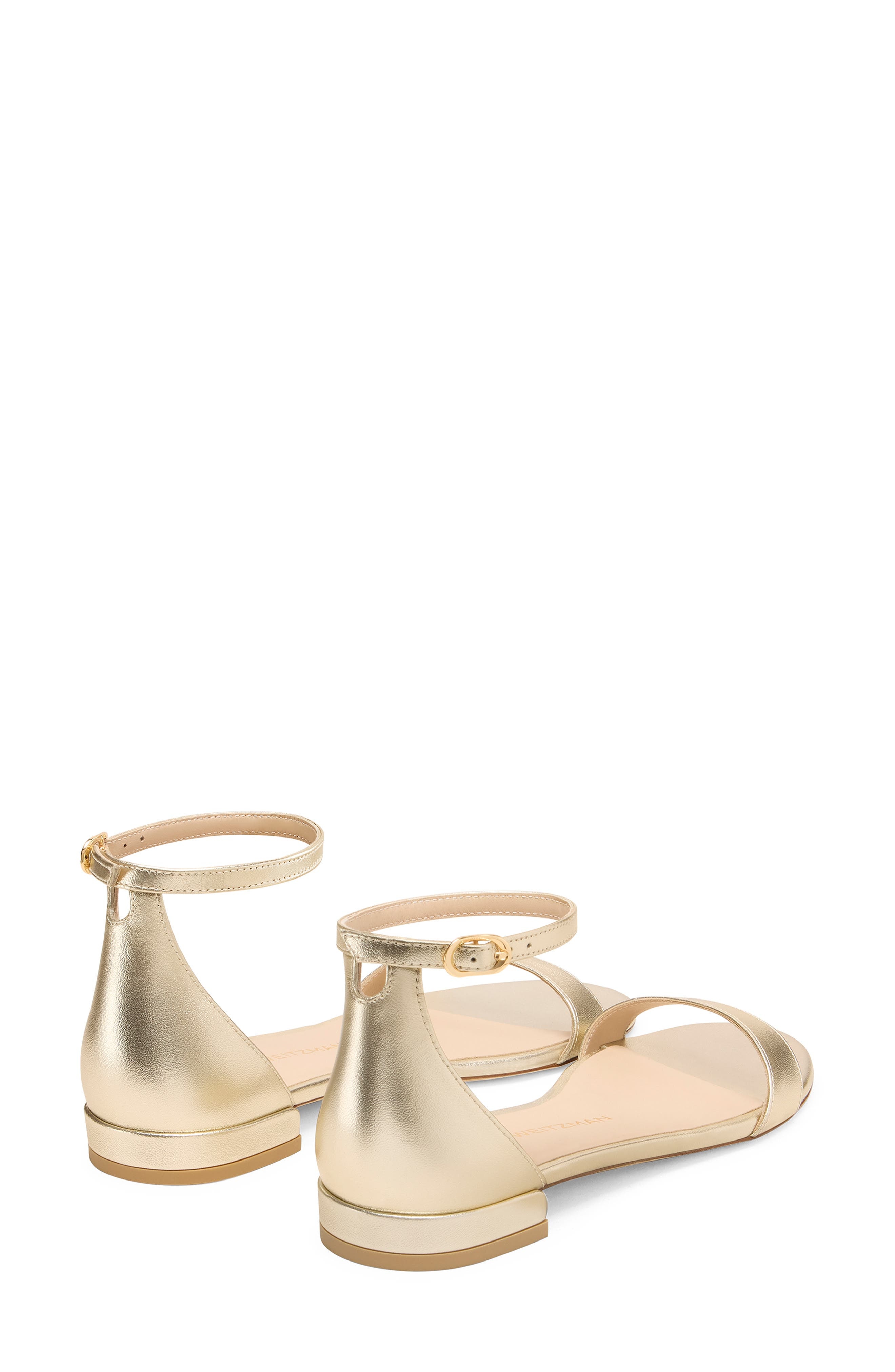 Stuart Weitzman Nudist Flat Ankle Strap Sandal in Light Gold. at Nordstrom - 4