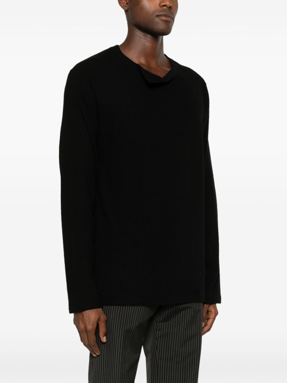 folded-collar long-sleeve sweater - 3