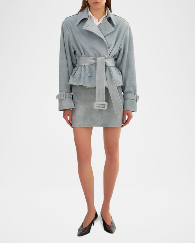 LAMARQUE Dhana Suede Cropped Trench Coat outlook