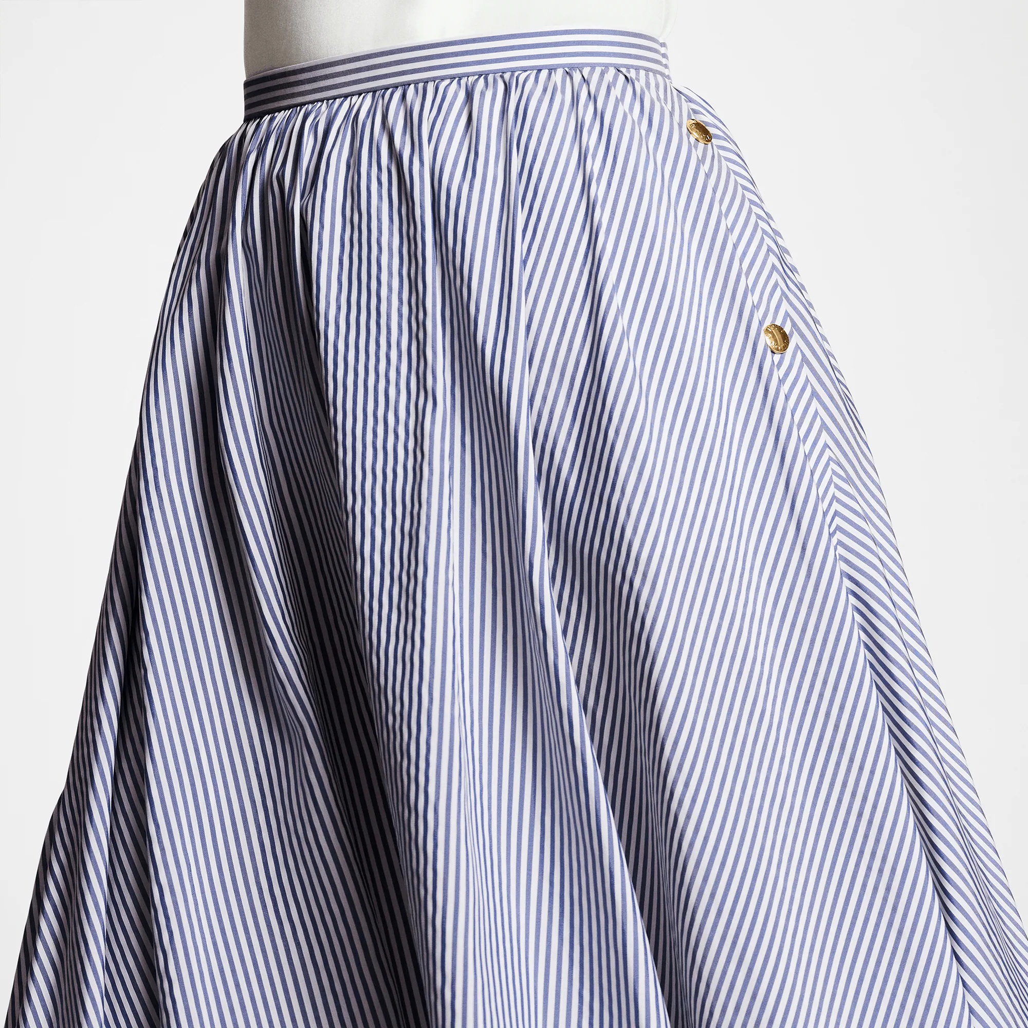 Pinstripe Silk Midi Skirt - 2