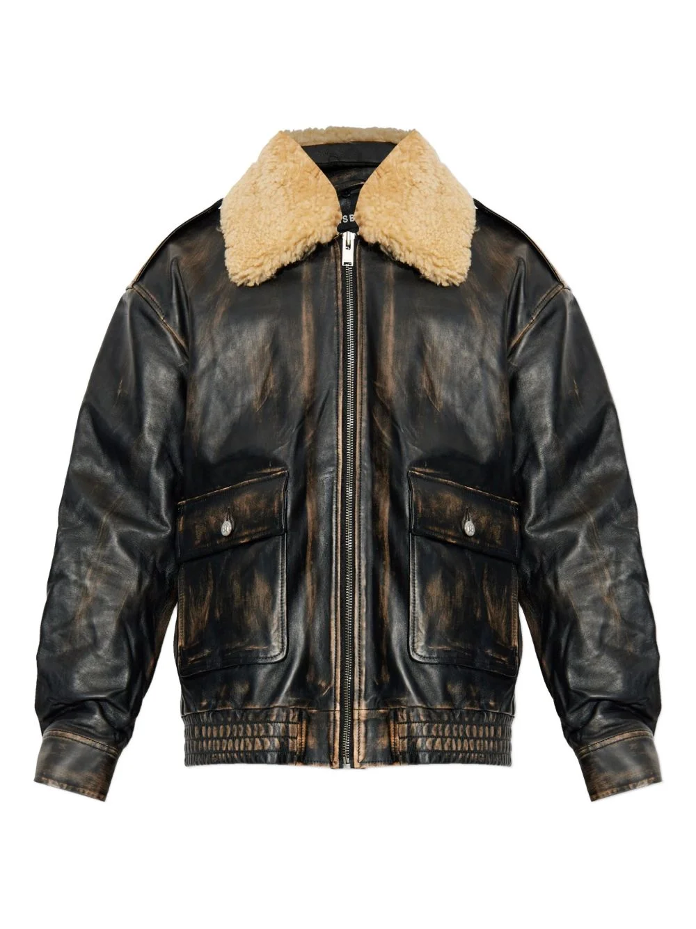 shearling-collar pocket jacket - 1