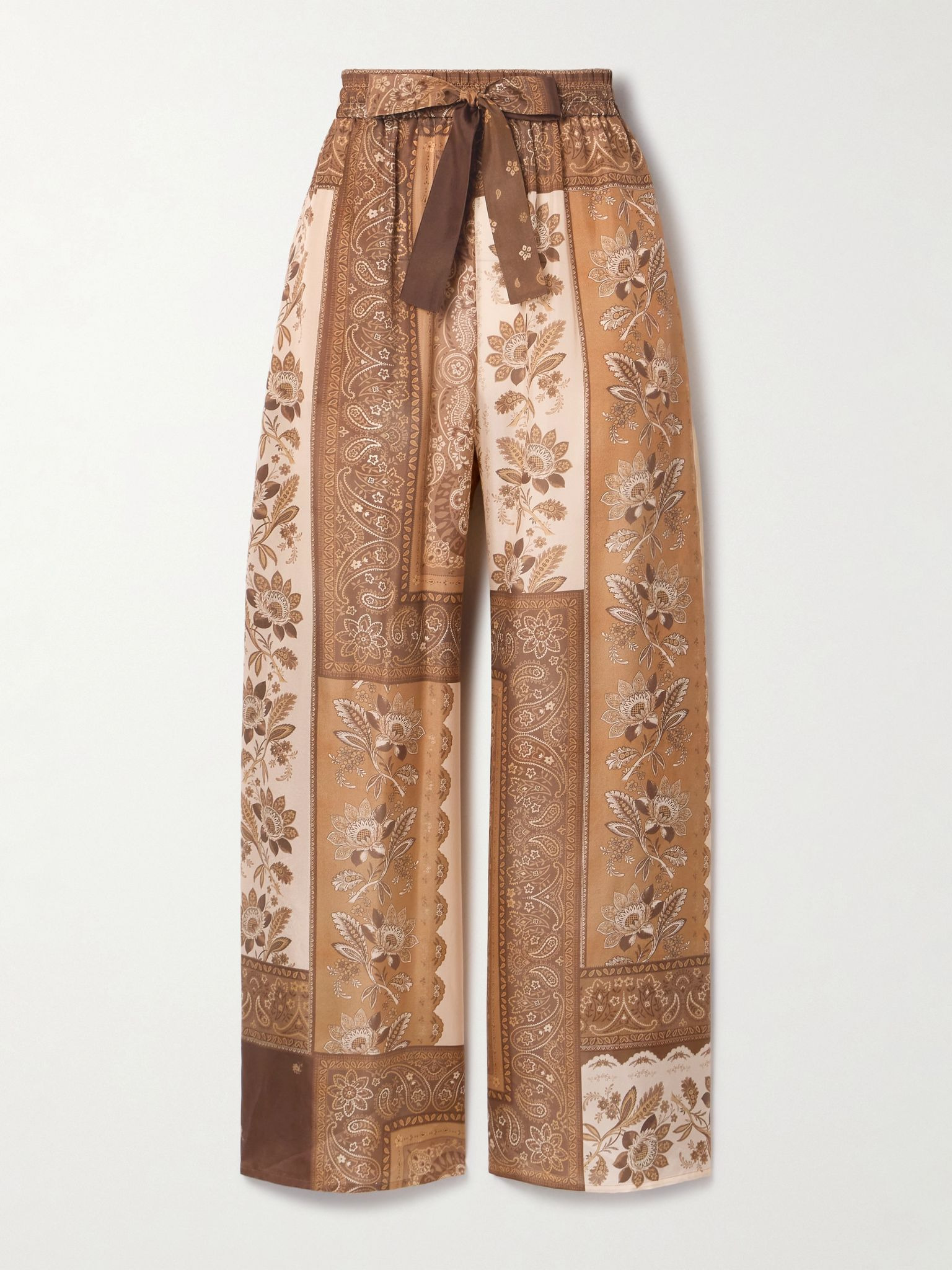 Lucky printed silk wide-leg pants Brown - 1
