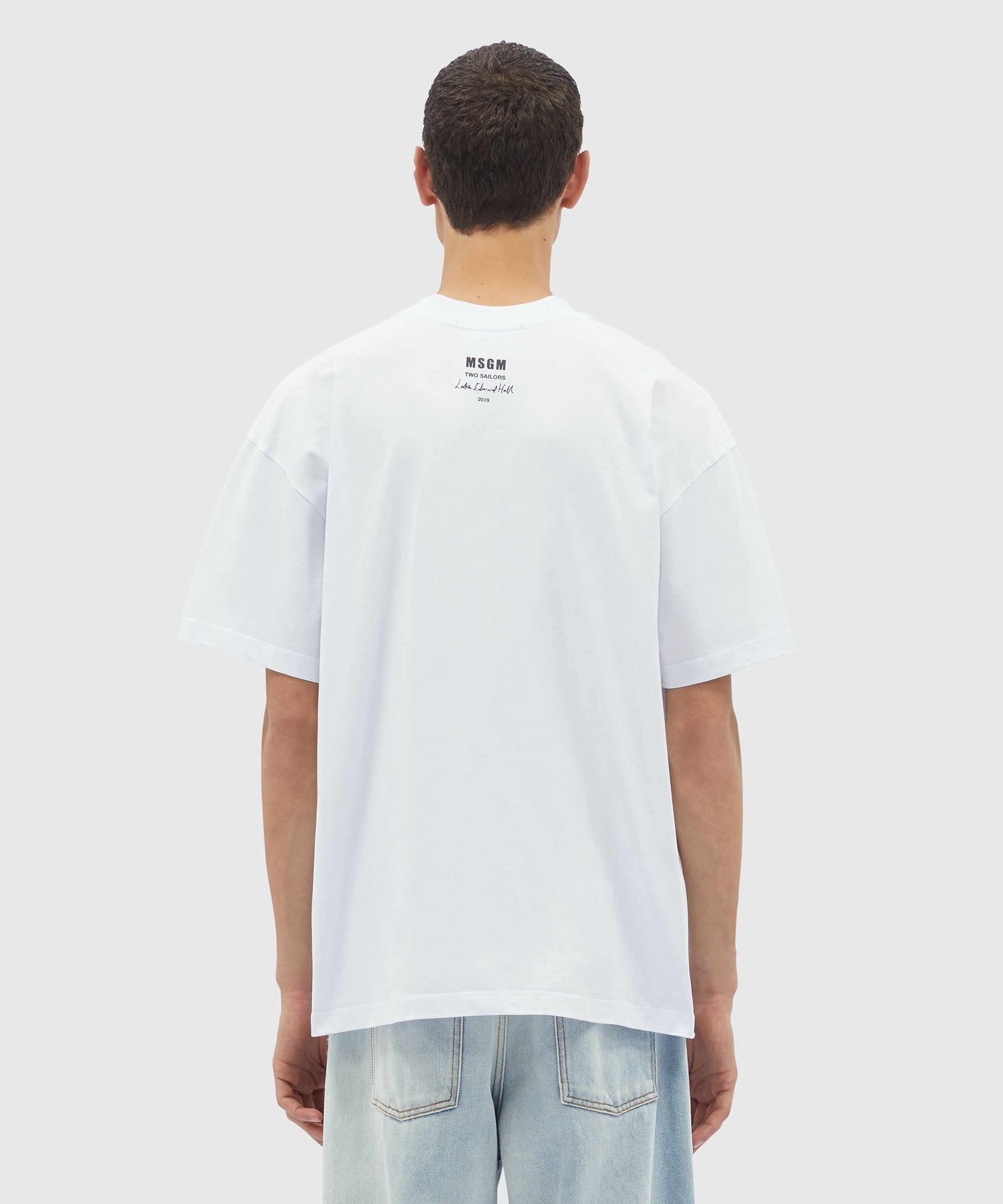 White jersey T-Shirt with "Two Sailors" embroidery - 3