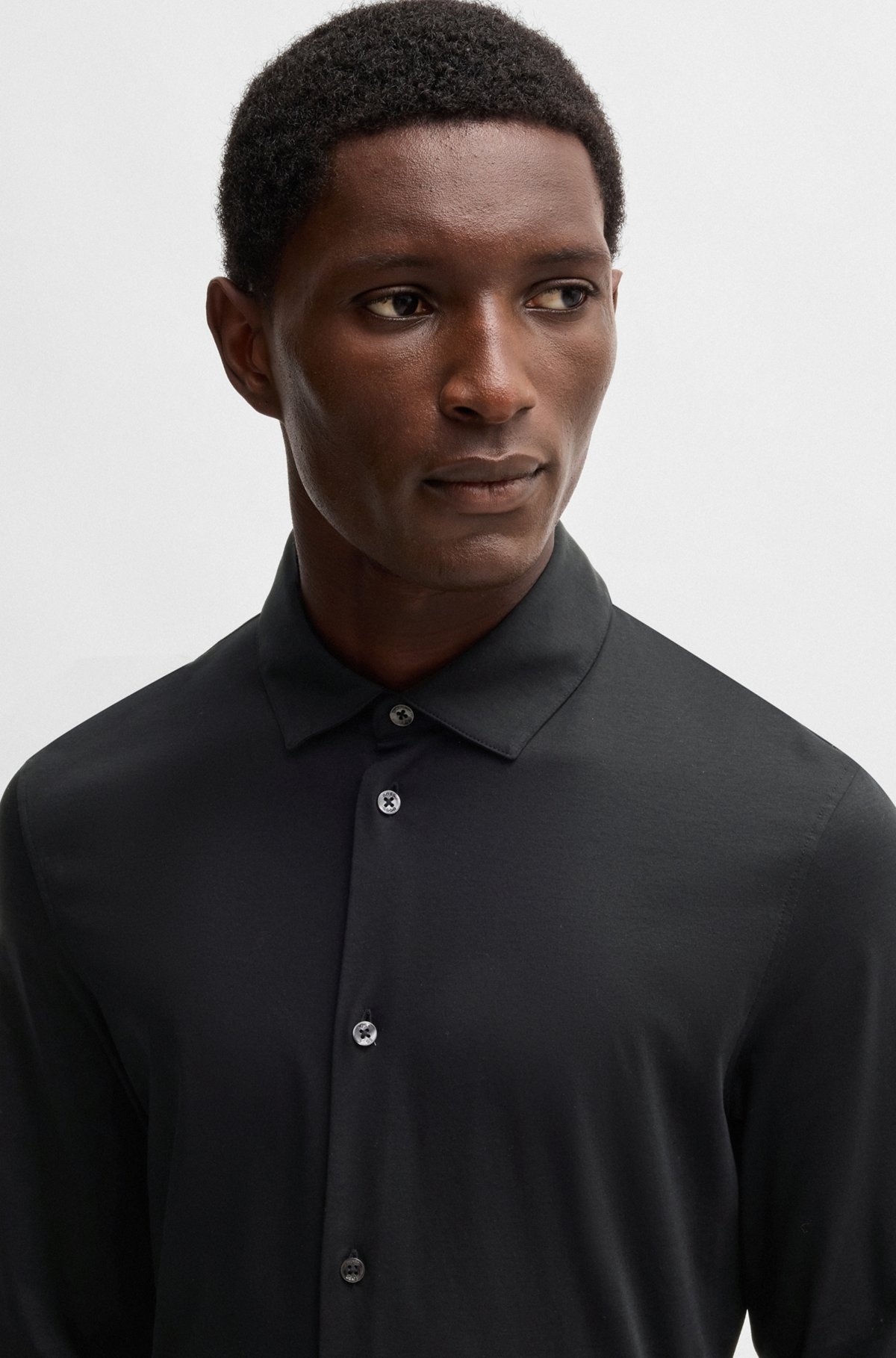 SLIM-FIT LONG-SLEEVED SHIRT IN MERCERIZED COTTON - 3
