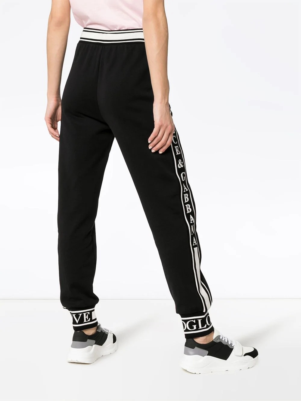 logo stripe cotton track pants - 4