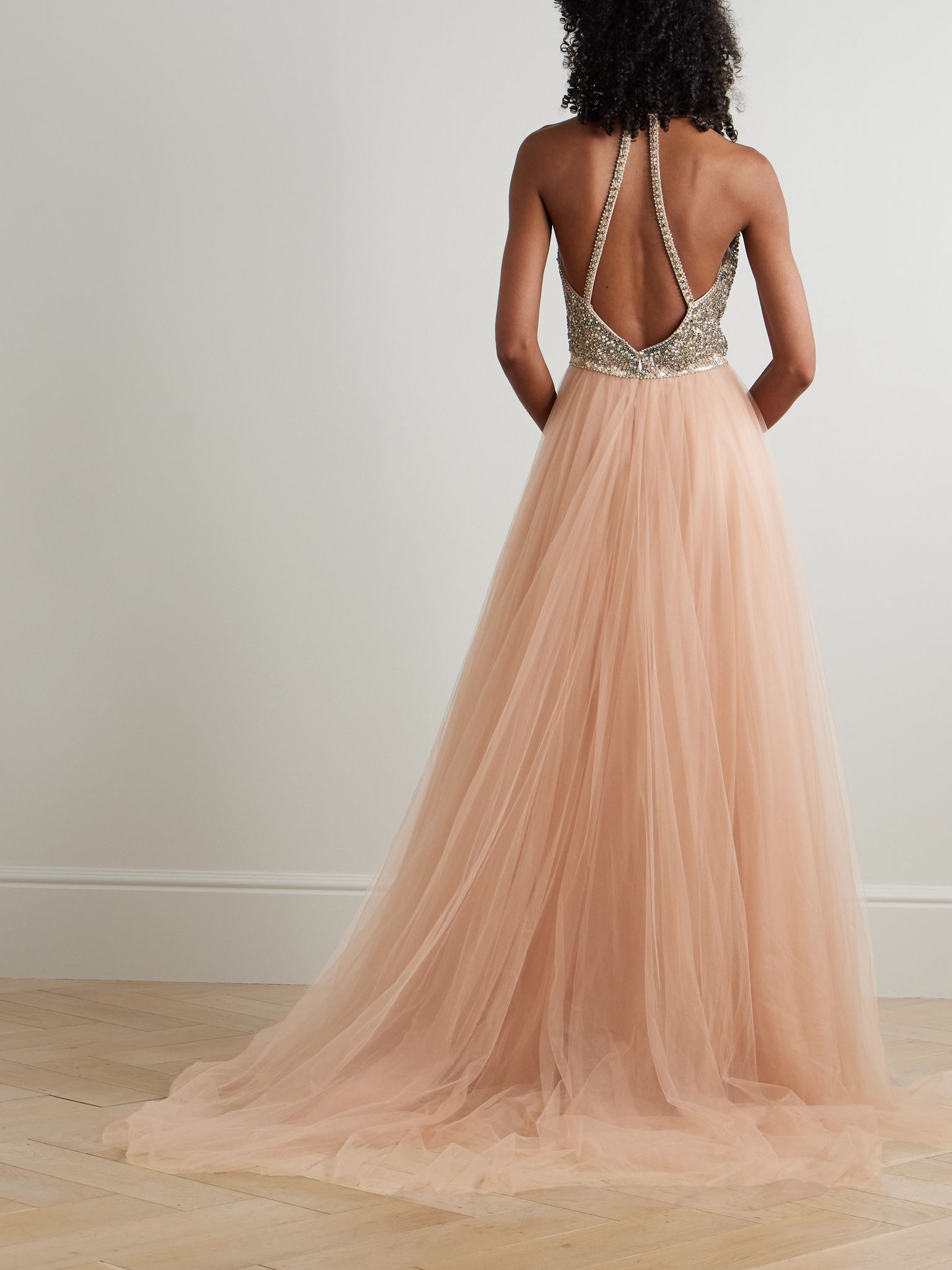 Tidal embellished tulle gown Beige - 3