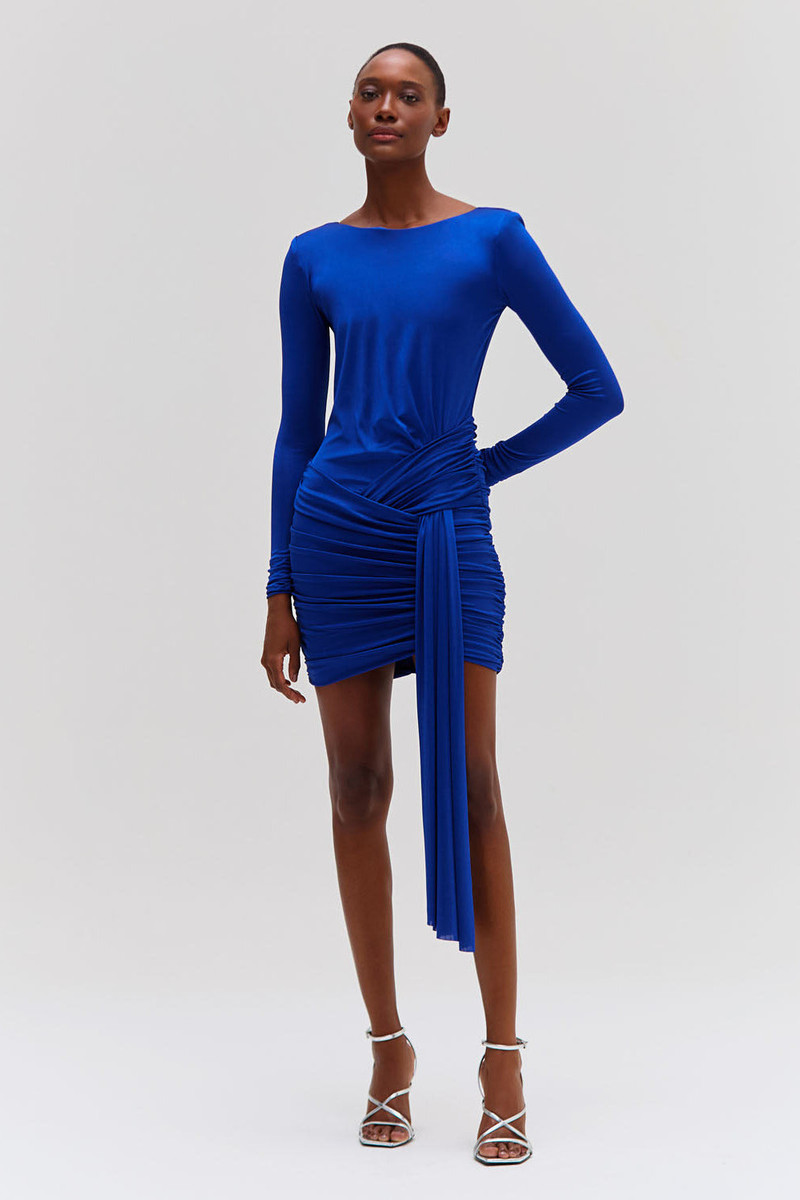 Metallic Jersey Long Sleeve Mini Dress 1