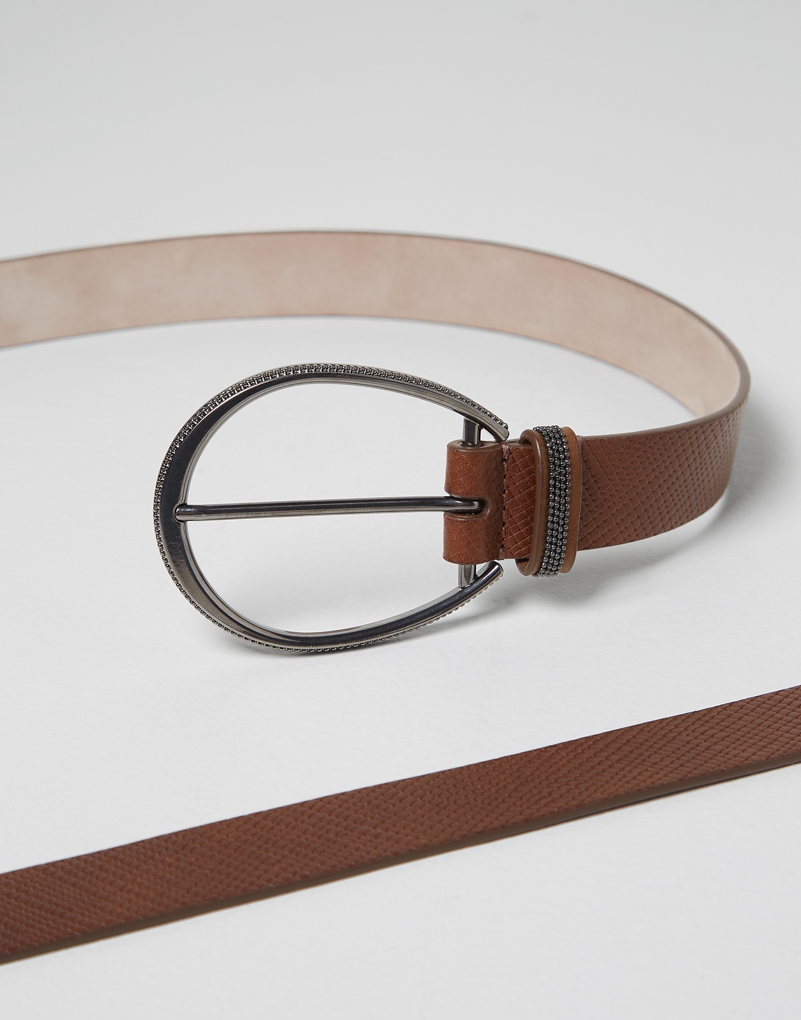 Etched leather belt with monili - 2