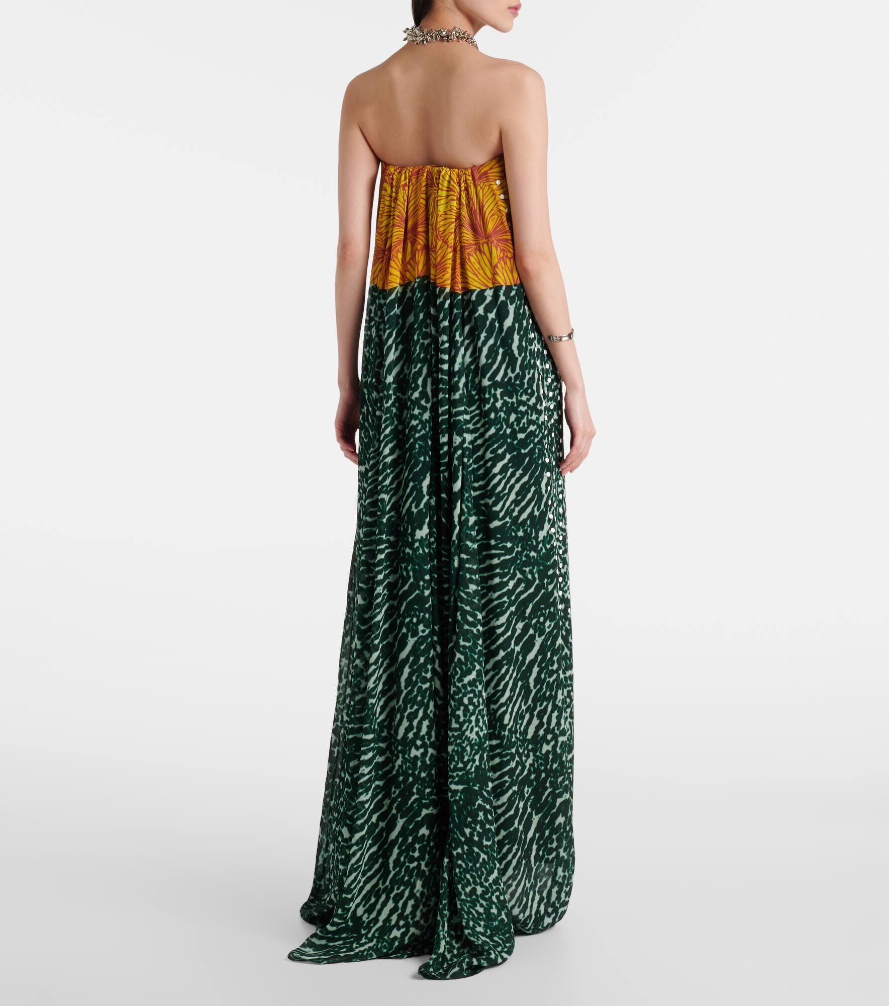 Printed strapless georgette gown - 3