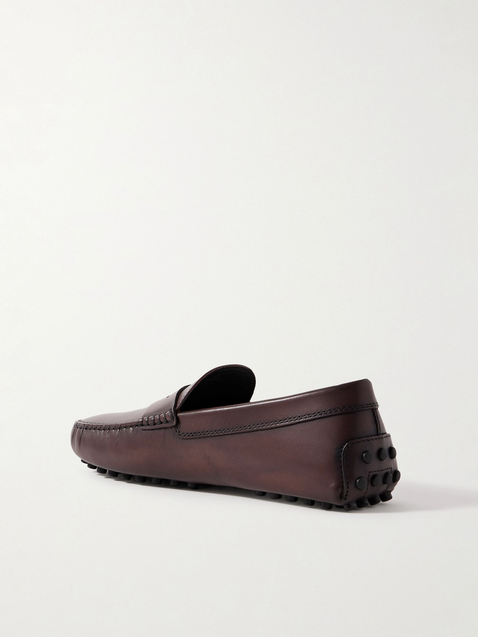 Gommino Logo-Debossed Leather Driving Shoes Burgundy - 4