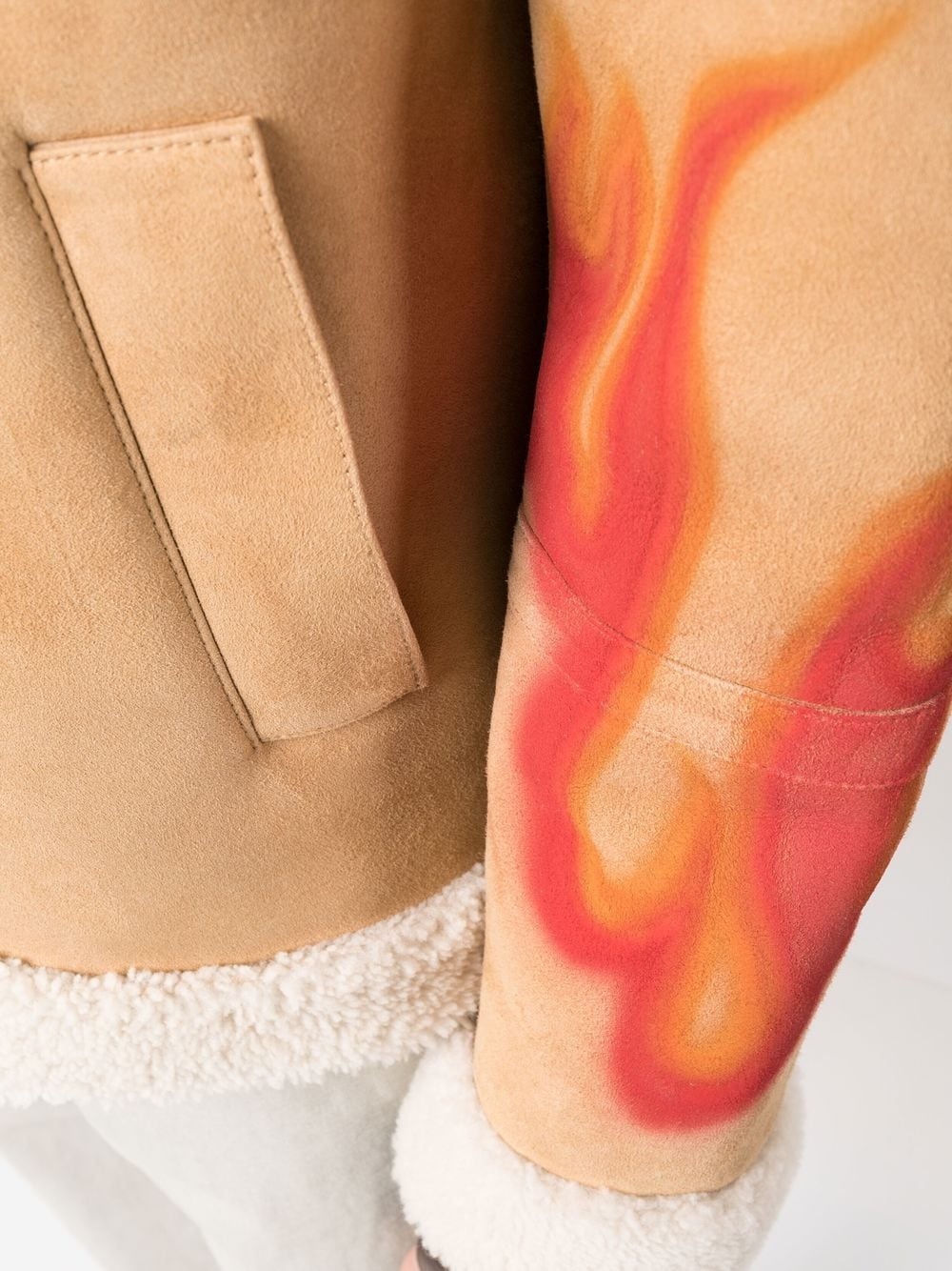 flame-print shearling jacket - 5