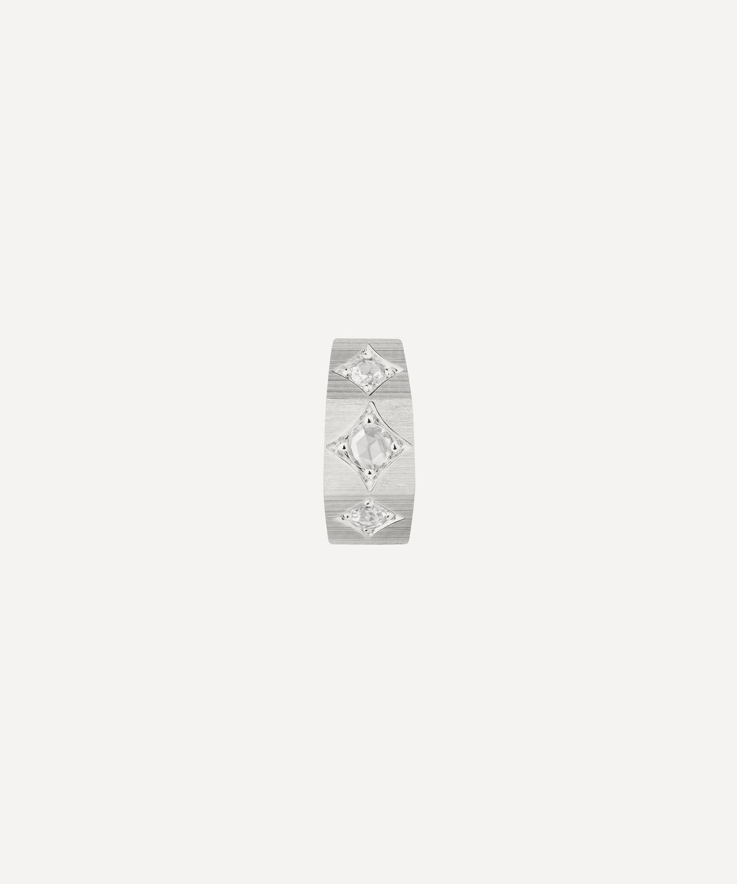 18ct White Gold Ecrou Diamond Coco Medium Hoop Earring - 1