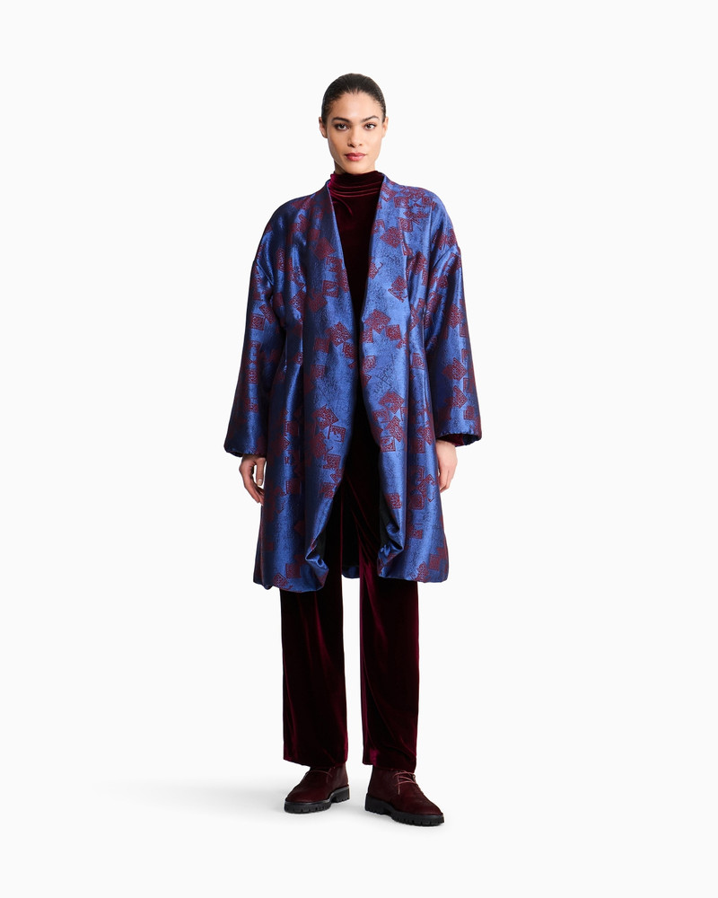 WOOL KIMONO COAT WITH GEOMETRIC JACQUARD PATTERN 2