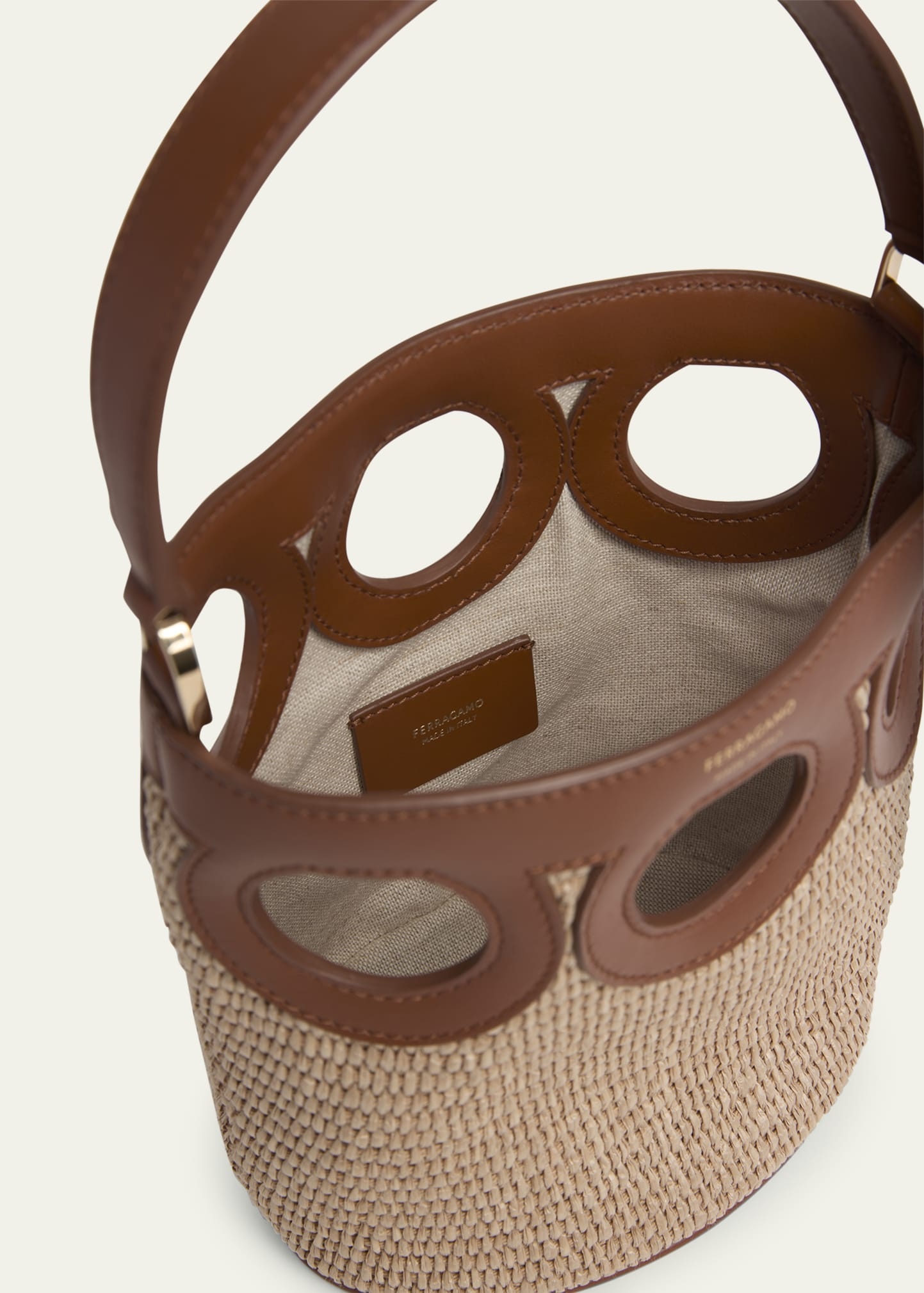 Frame Cutout Raffia Bucket Bag - 3