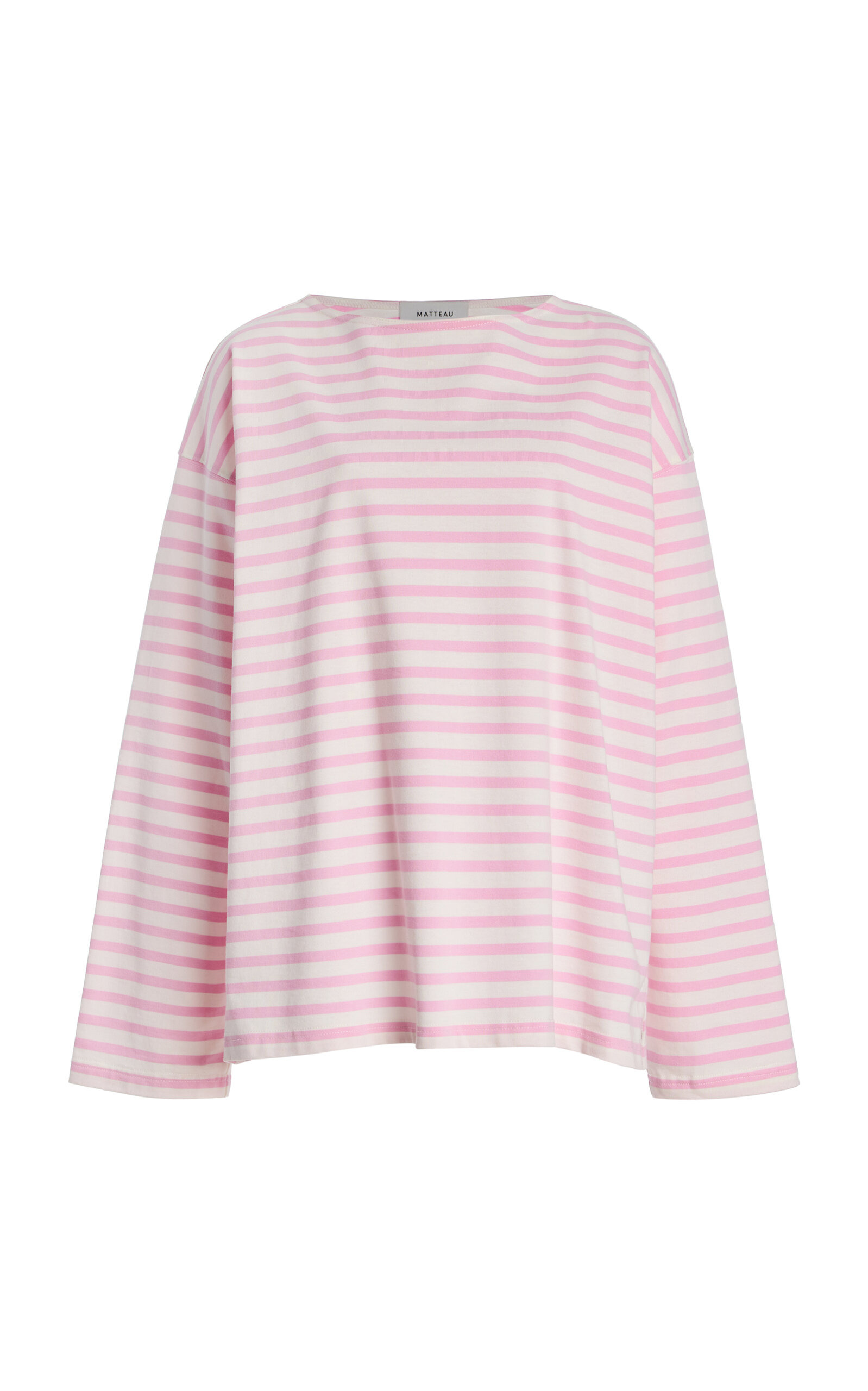 Exclusive Oversized Breton-Striped Cotton T-Shirt pink - 1