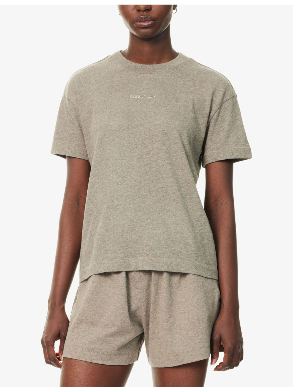 Embossed-Branding Round-Neck Cotton-Blend T-Shirt - 3