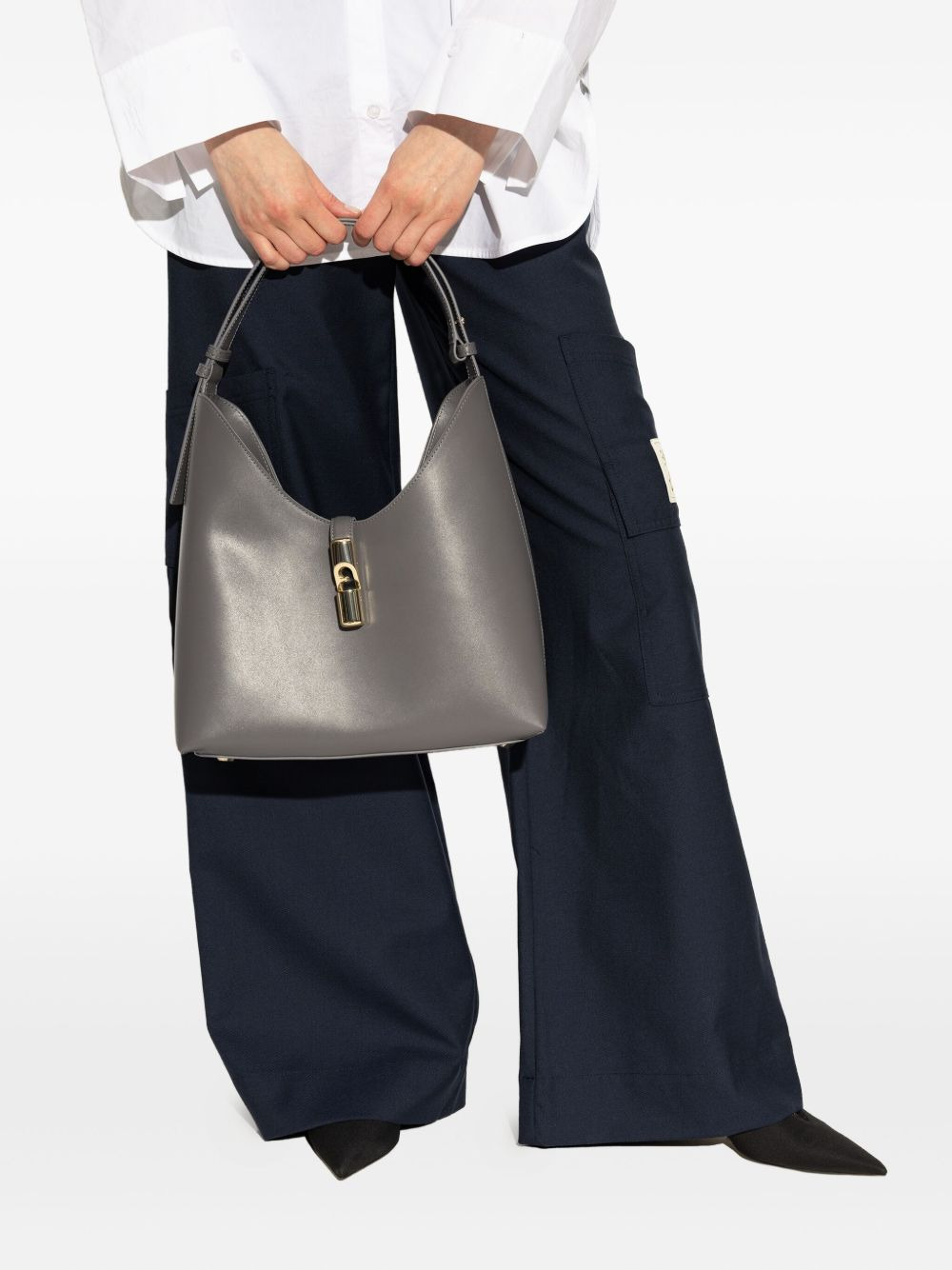 curved-top clasp tote bag - 2