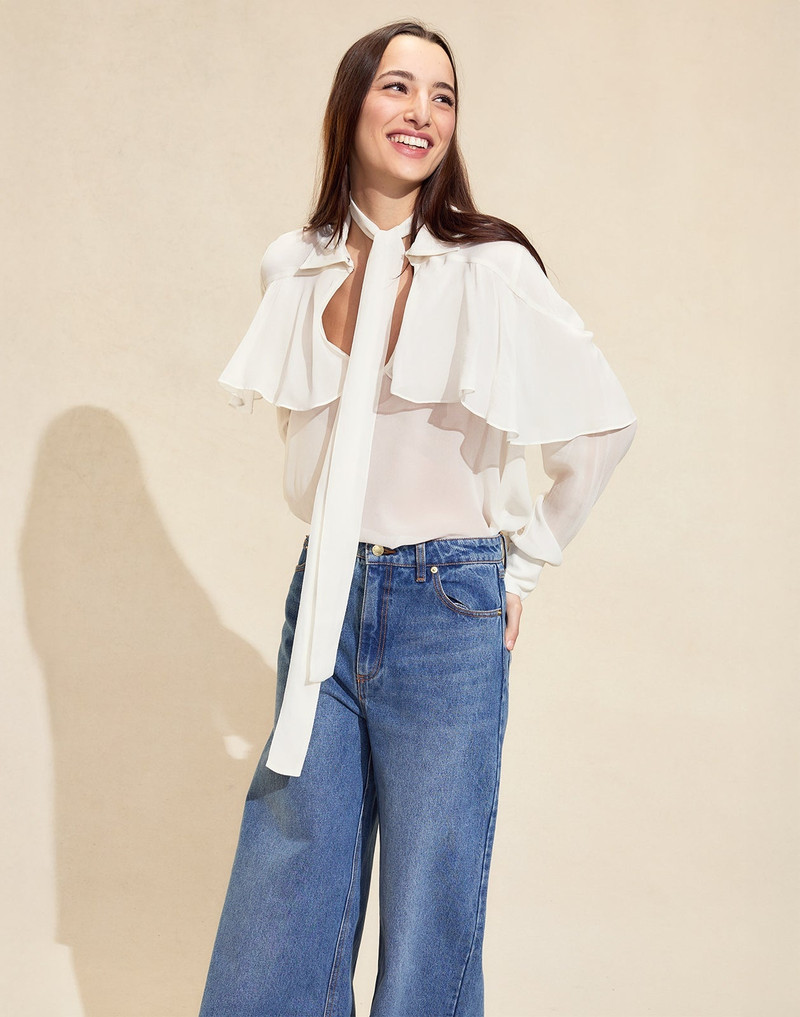CYNTHIA ROWLEY Camille Ruffle Blouse outlook