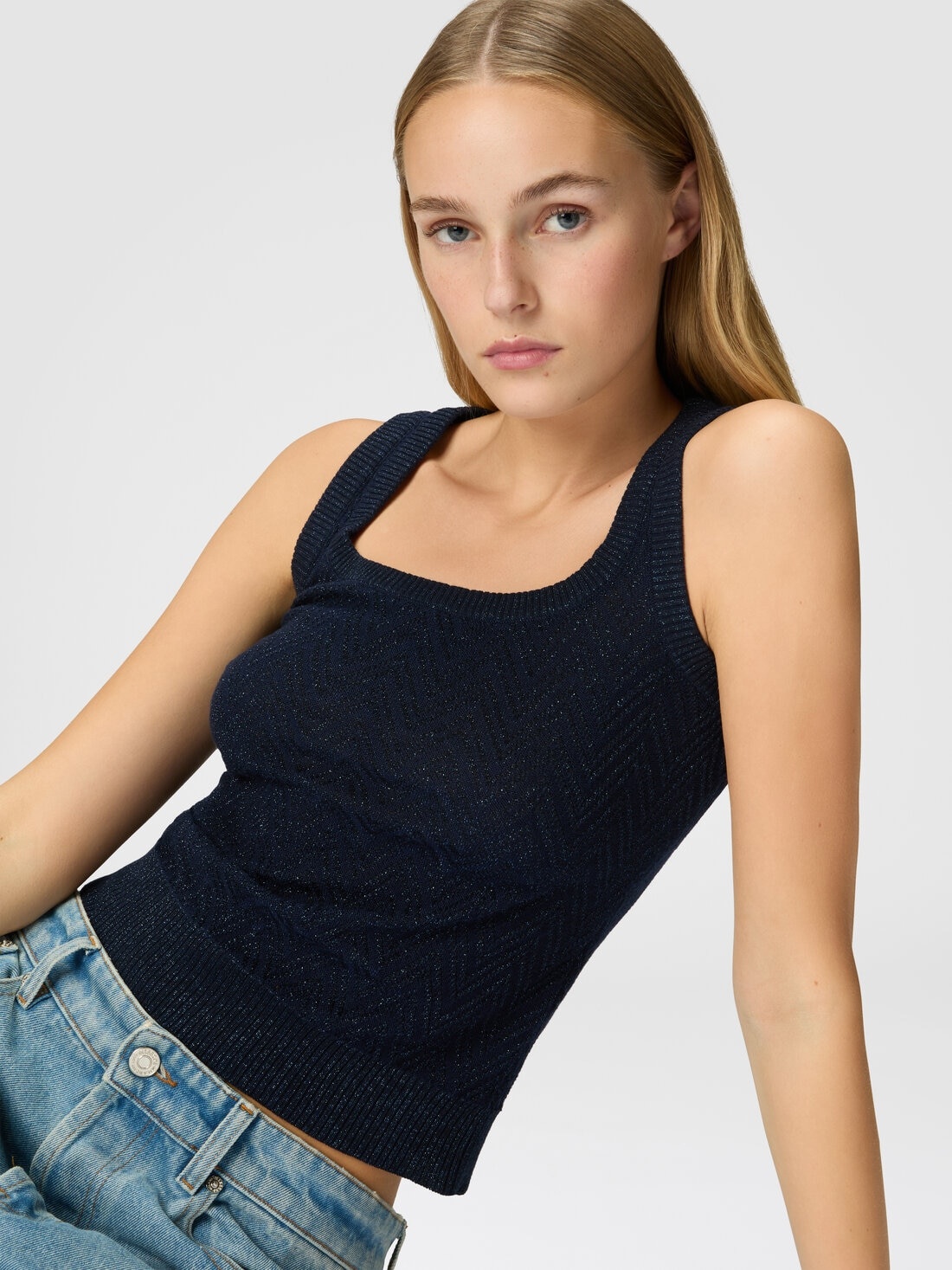 Chevron jacquard tank top - 4