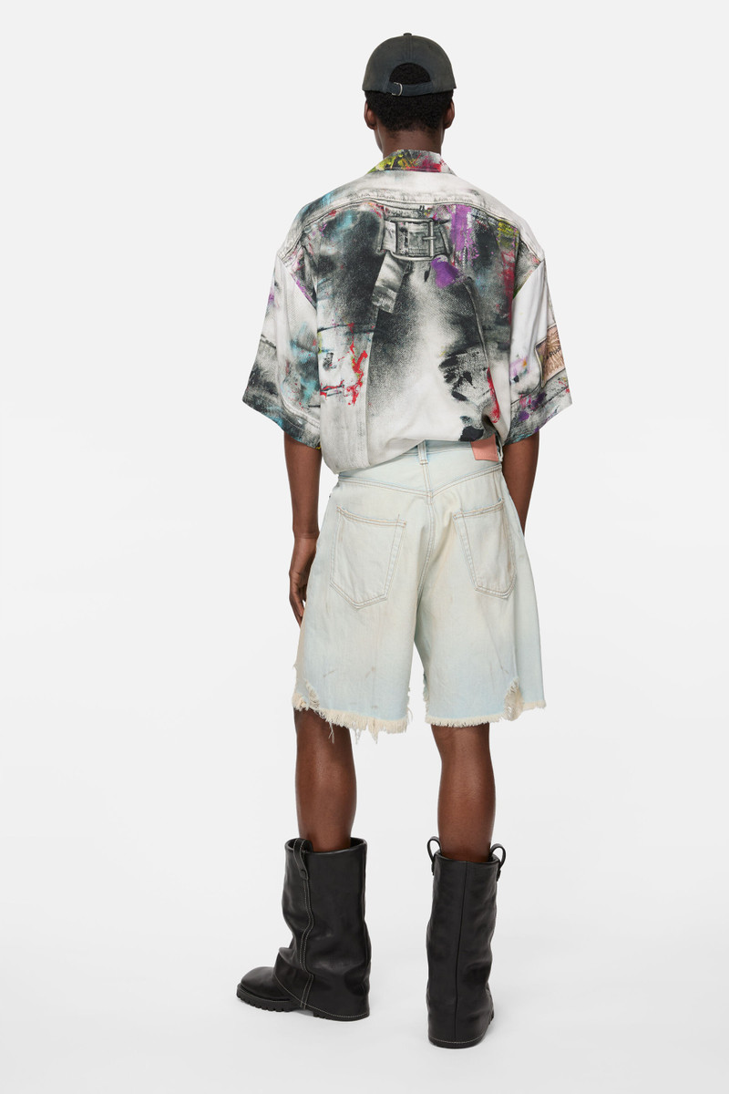 Denim shorts - Loose fit - Light blue/white 3